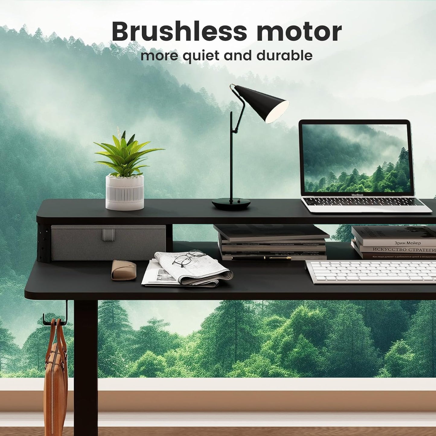 Standing Desk with Drawers and Brushless Motor,Electric Height Adjustable Desk for Walking Pad,Ergonomic Stand Up Desk for Home Office & Gaming,3 Memory Height Preset & Hooks(48" x 24",Black)