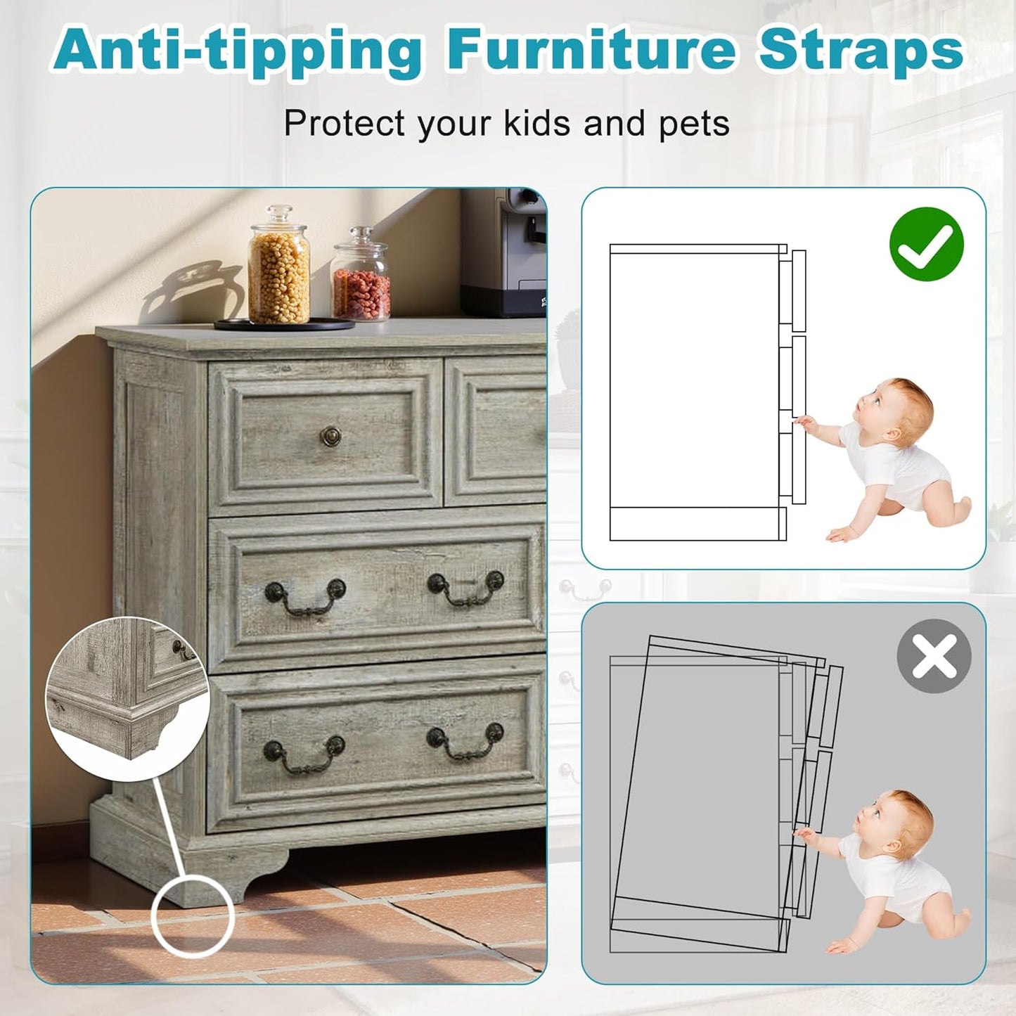 47.2" Farmhouse Sideboard Buffet Cabinet with Storage, Kitchen Buffet Storage Cabinet with 7 Drawers, Modern Wood Accent Sideboard for Living Room, Kitchen, Hallway(Ancient Oak)