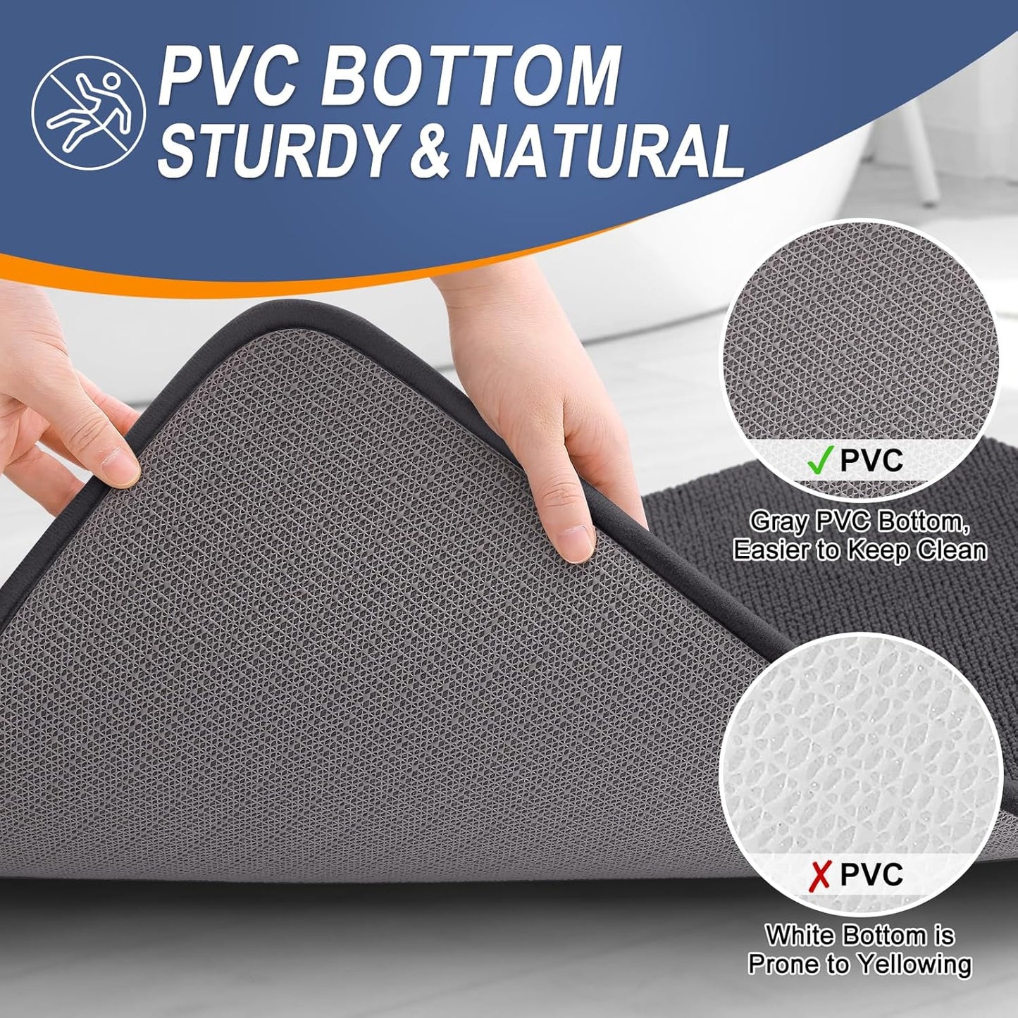 OLANLY Thick Memory Foam Bath Mat Rug 70x24, Extra Soft Absorbent Bathroom Rug, Quick Dry Bath Mats, Non-Slip, Machine Washable Carpet for Bathroom, Tub and Shower, Home Decor Accessories, Dark Grey