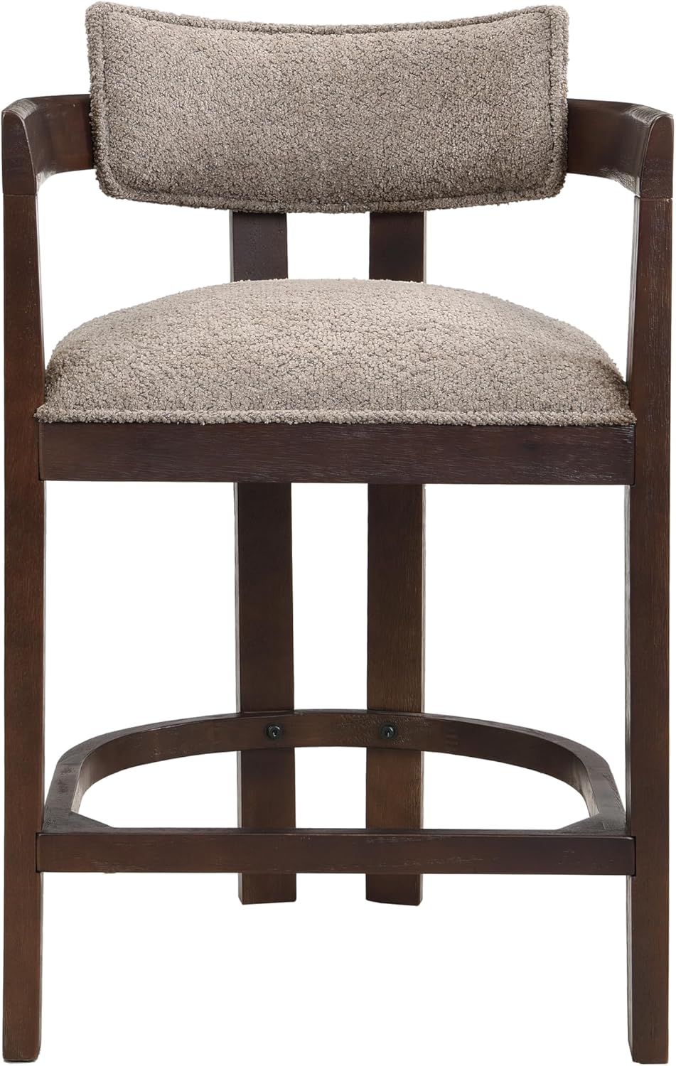 Christopher Knight Home Set of 2 Ryland Modern 26" Counter Height Bar Stools, Fabric Upholstered Counter Stools,Wooden Kitchen Island Armchair with Footrest, Round Backrest, Soft Seating, Espresso