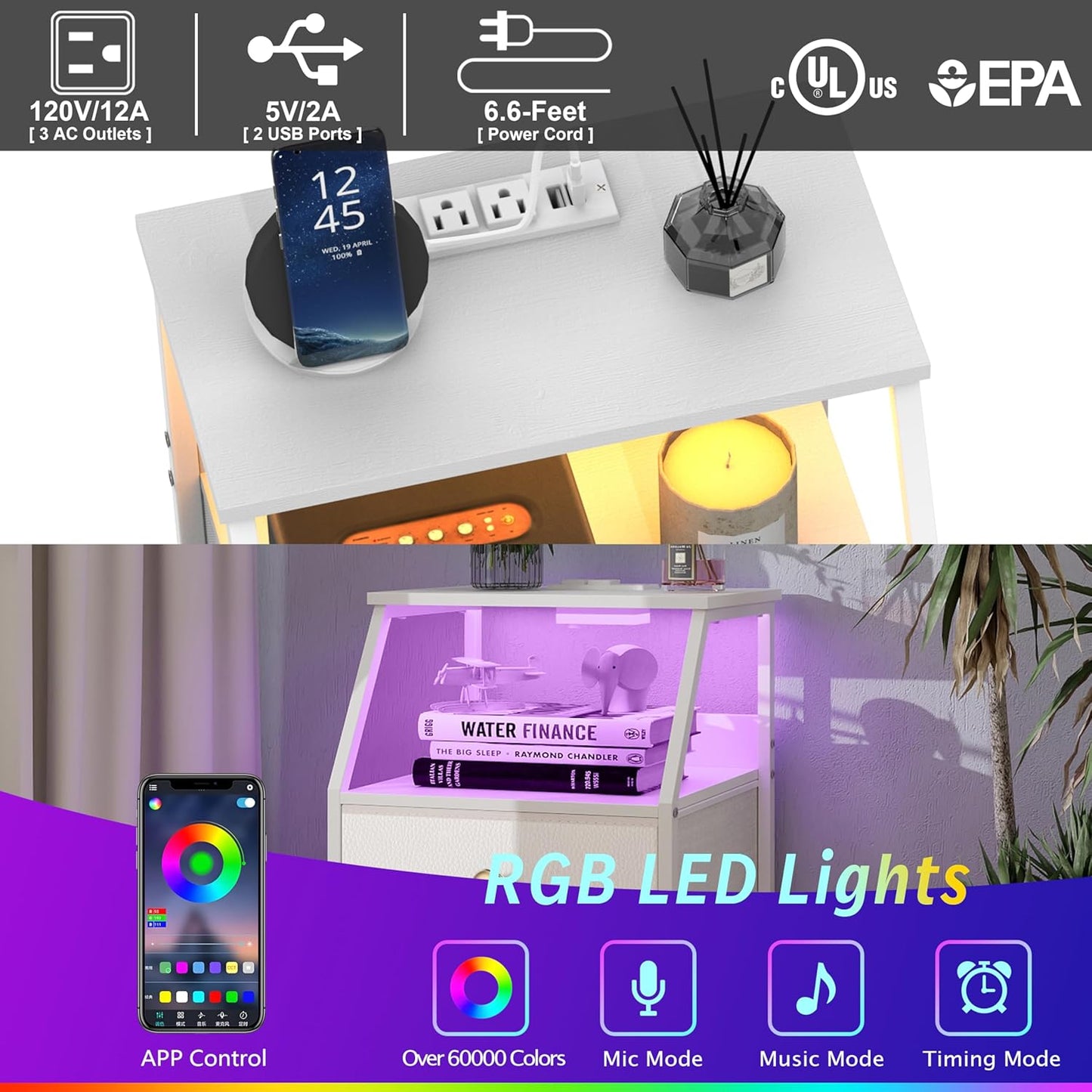 Tohomeor Dresser with Fabric Drawers Nightstand with 2 Tier Shelf Storage Tower for Bedroom Hallway Entryway Closet Organizer Sofa Beside Table Furniture (White, 5 Drawers)