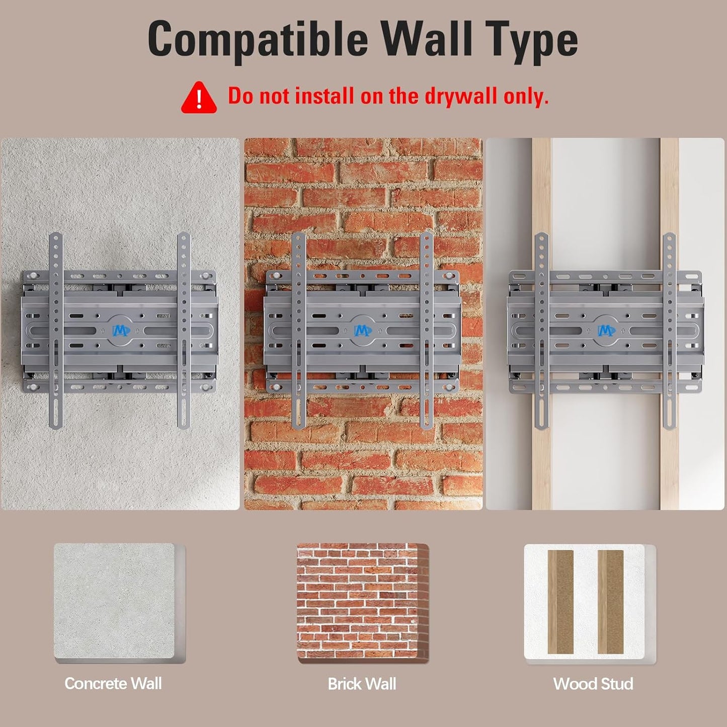 Mounting Dream TV Wall Mount for 32-65 Inch Television,Mount with Swivel and Tilt, Full Motion Bracket with Articulating Dual Arms, Fits 16inch Studs, Max VESA 400X400 mm, 99lbs, MD2581
