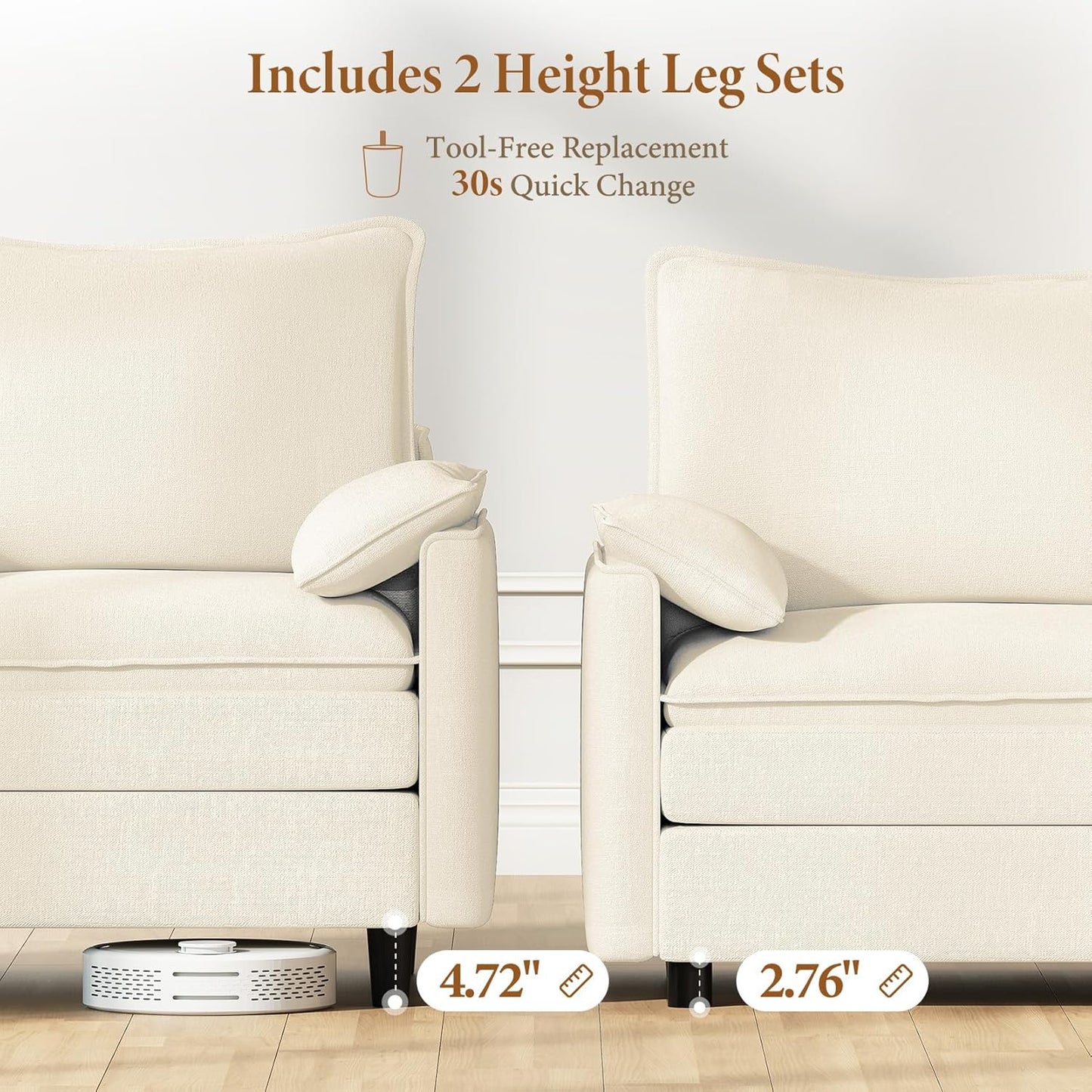 Vesgantti 142" Cloud Couch Sectional Modular Sofa, Comfy Sectional Couch with Ottoman Deep Seat Chenille L Shaped Sofa, Modular Couches for Living Room, Bedroom and Apartment, Beige