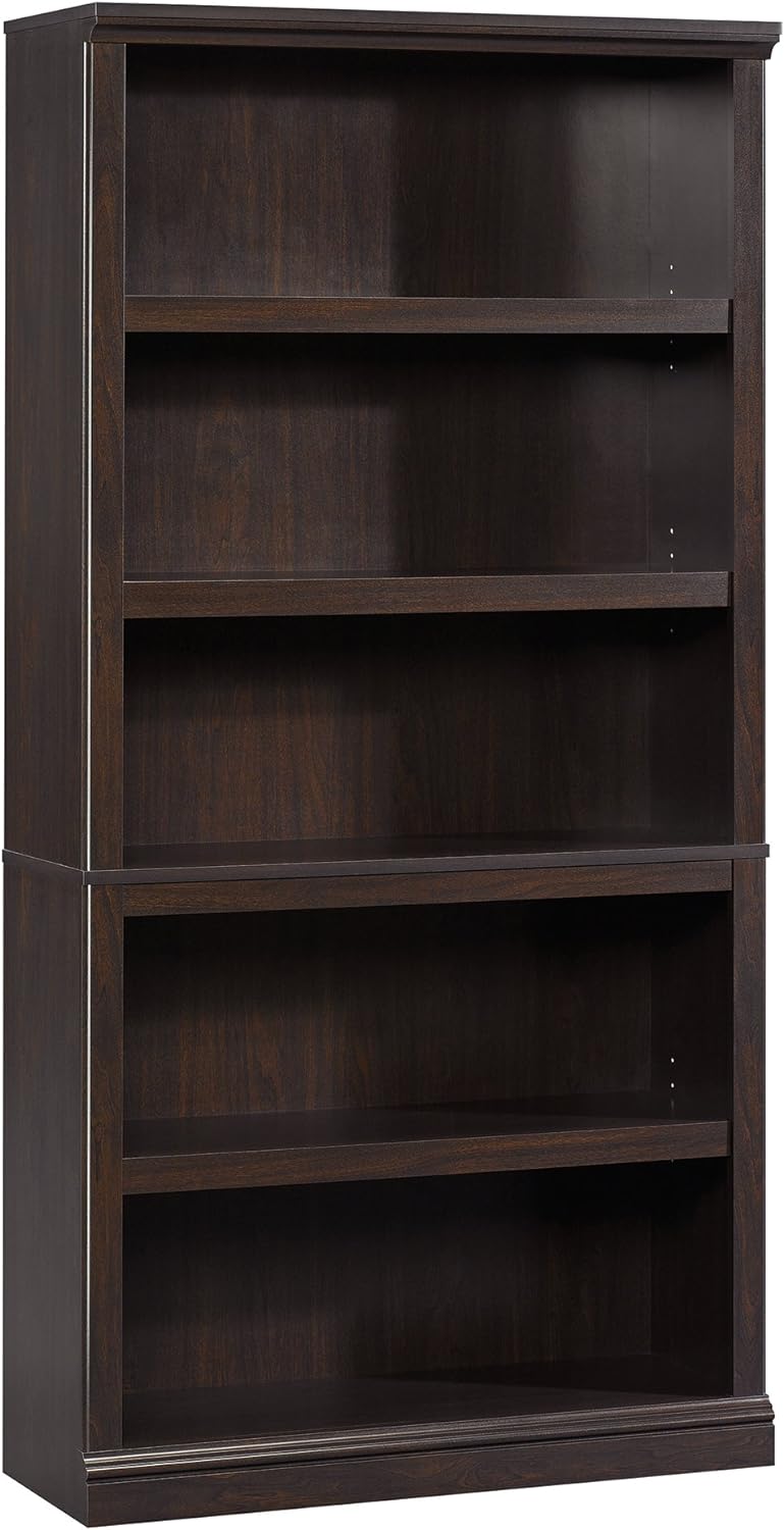 Sauder Miscellaneous Storage 5 Bookcase/Book Shelf, L: 35.28" x W: 13.23" x H: 69.76", Jamocha Wood