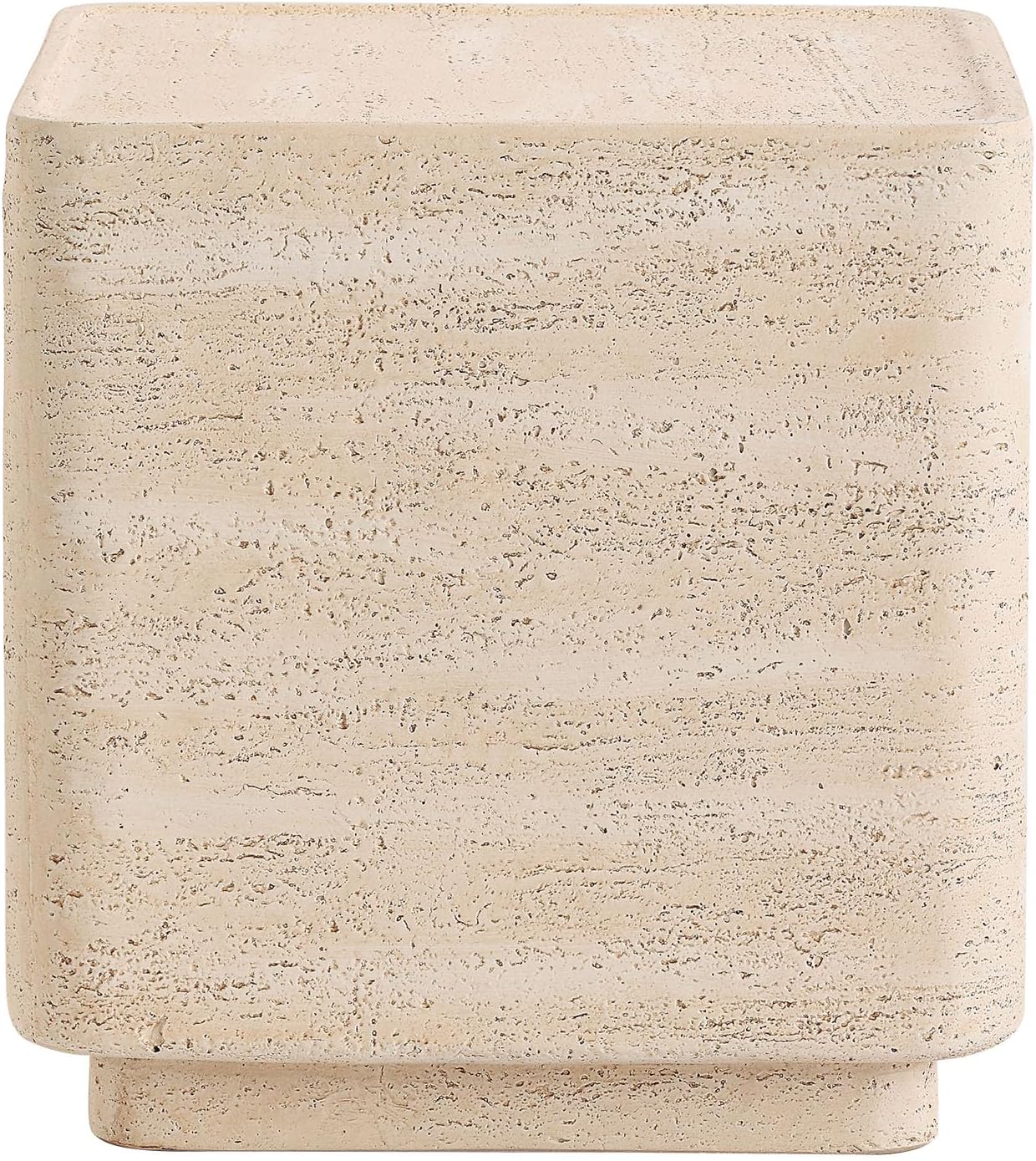 COSIEST 14.4" Outdoor Side Table, Rectangular Concrete End Table for Patio Small Outdoor Coffe Tables, Garden Stool Accent Table for Livingroom, Porch, Deck, Balcony & Beach，Sandy Yellow