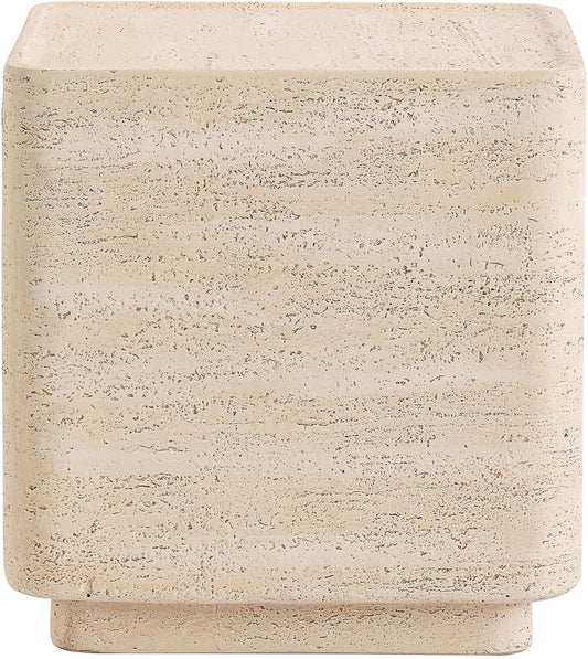 COSIEST 14.4" Outdoor Side Table, Rectangular Concrete End Table for Patio Small Outdoor Coffe Tables, Garden Stool Accent Table for Livingroom, Porch, Deck, Balcony & Beach，Sandy Yellow