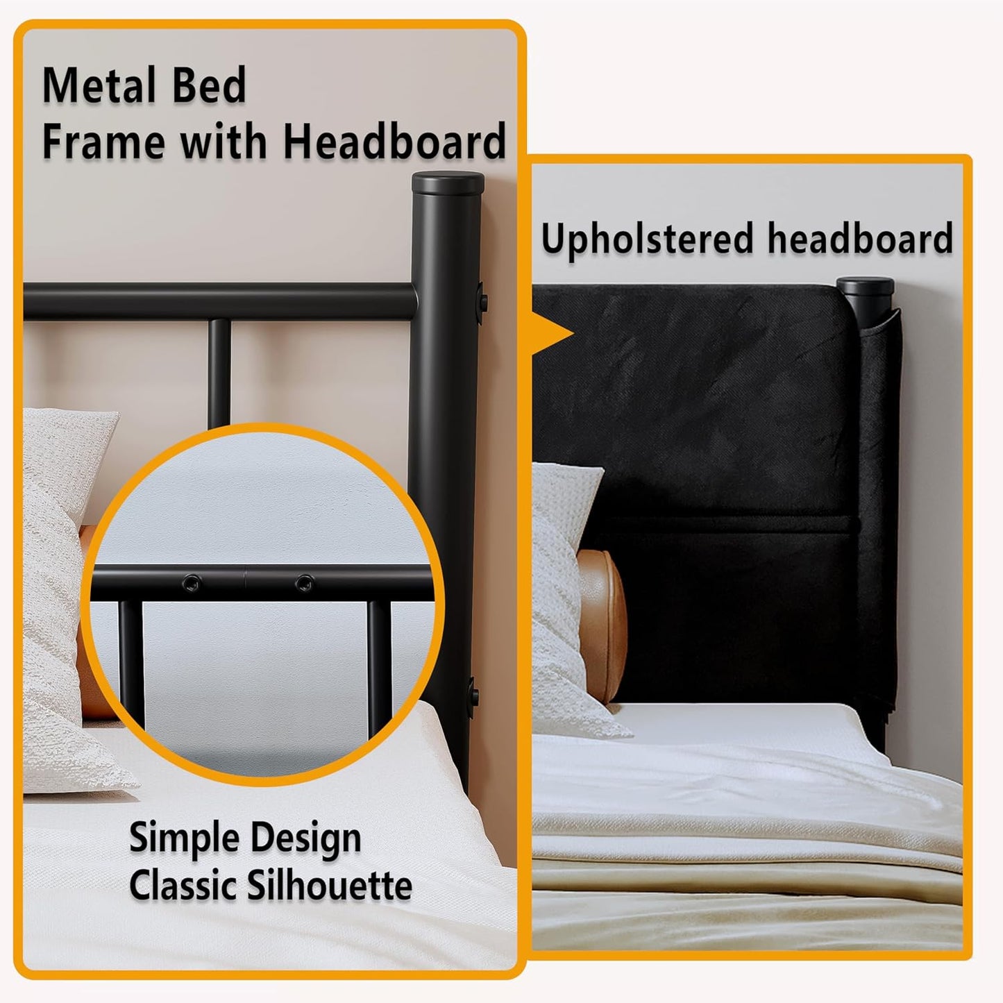 Metal Bed Frame,14Inch Twin Size Bed Frame with Storage Space,Heavy Duty Sturdy Mattress Foundation,Easy Assembly,No Box Spring Needed,Twin