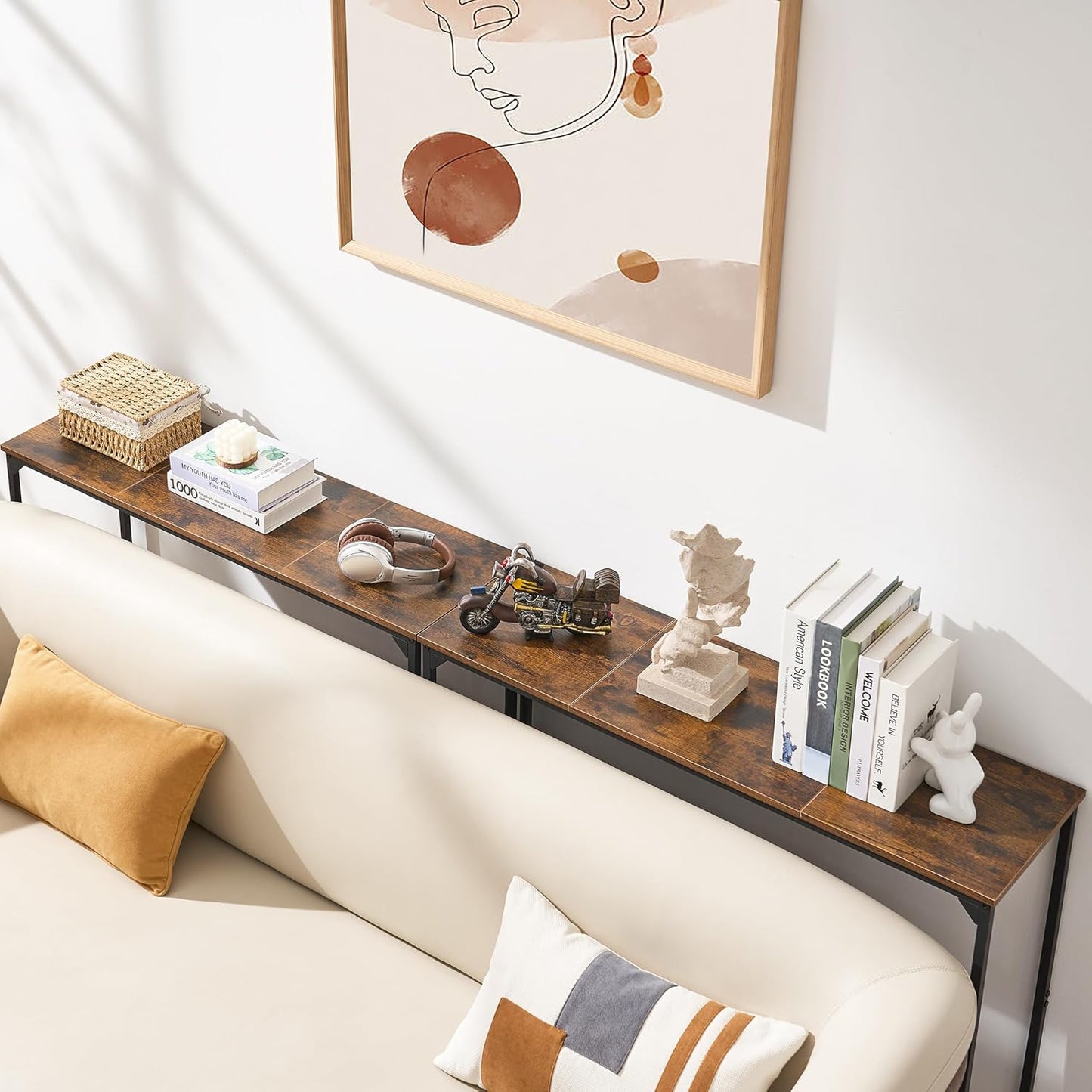 Console Table, Narrow Entryway Table, Thin Sofa Table, Behind Couch Table,for Hallway, Bedroom, Living Room, Foyer, 11.8 x 39.4 x 31.5 Inches, Rustic Brown