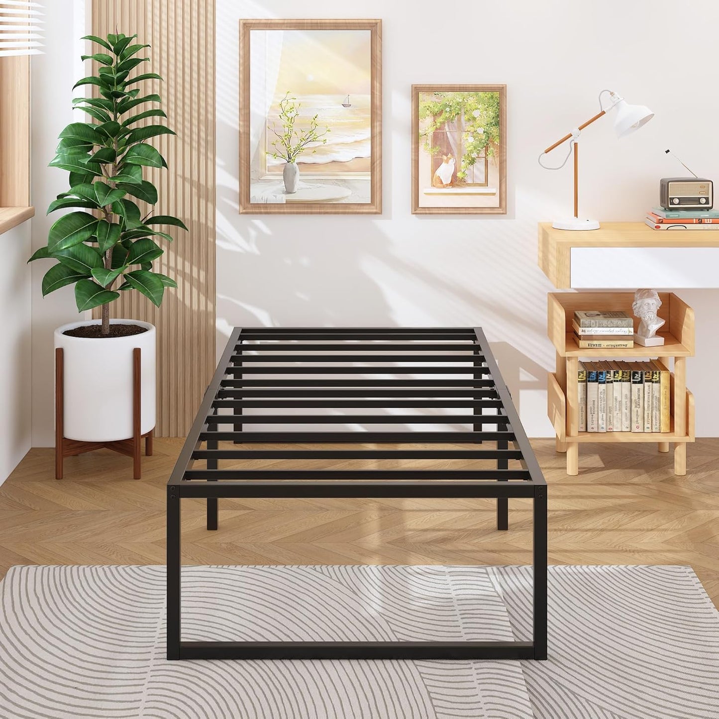 18 Inch Twin XL Bed Frames Heavy Duty Metal XL Twin Platform Bed Frame No Box Spring Needed, Noise Free, Easy Assembly, Black