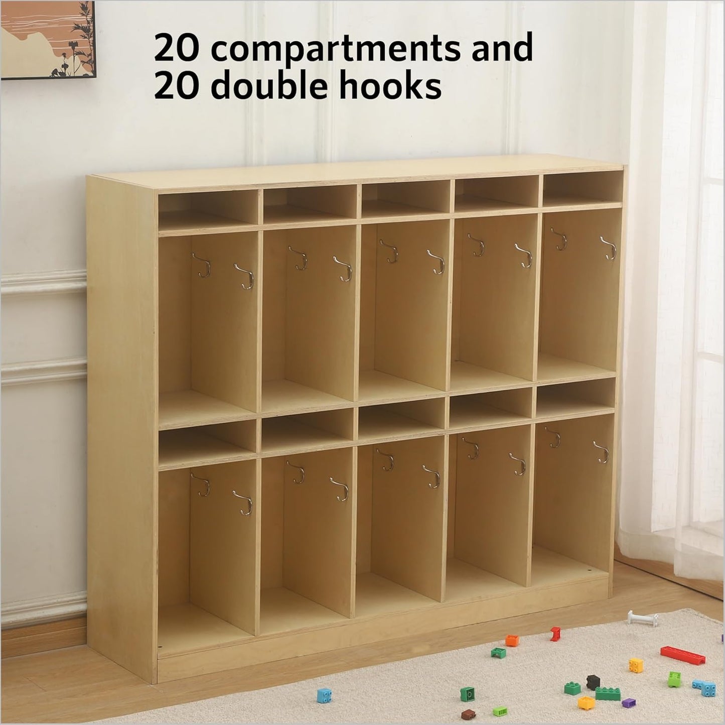 10 Section Cubbies for Classroom - Wooden Storage Lockers for Playschool and Daycare - Perfect for Coats, Backpacks, Knapsacks, Lunchboxes, and Storage Bins