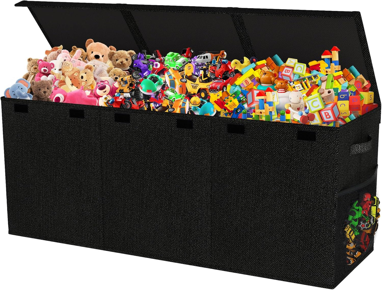 Extra Large Toy Box, Collapsible Sturdy Kids Toy Chest for Boys, Girls, 40"x14"x16" Storage Organizer Toddler Storage Bins with Lids, Toybox Basket for Living Room, Bedroom, Nursery, Black