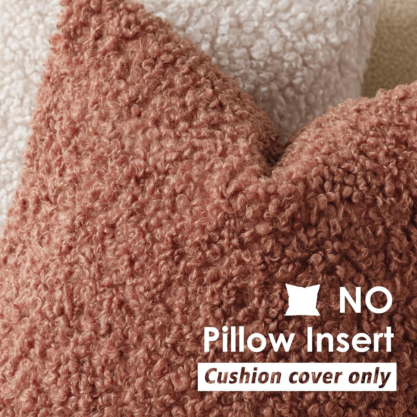 Foindtower 2 Pieces 20x20 Inch Dusty Pink, Faux Fur Throw Pillow Cover Accent Sherpa Furry Pillow Covers Fuzzy Soft Pillowcases Cozy Sheepskin Decorative Fleece Cushion Case for Bed Couch Living Room