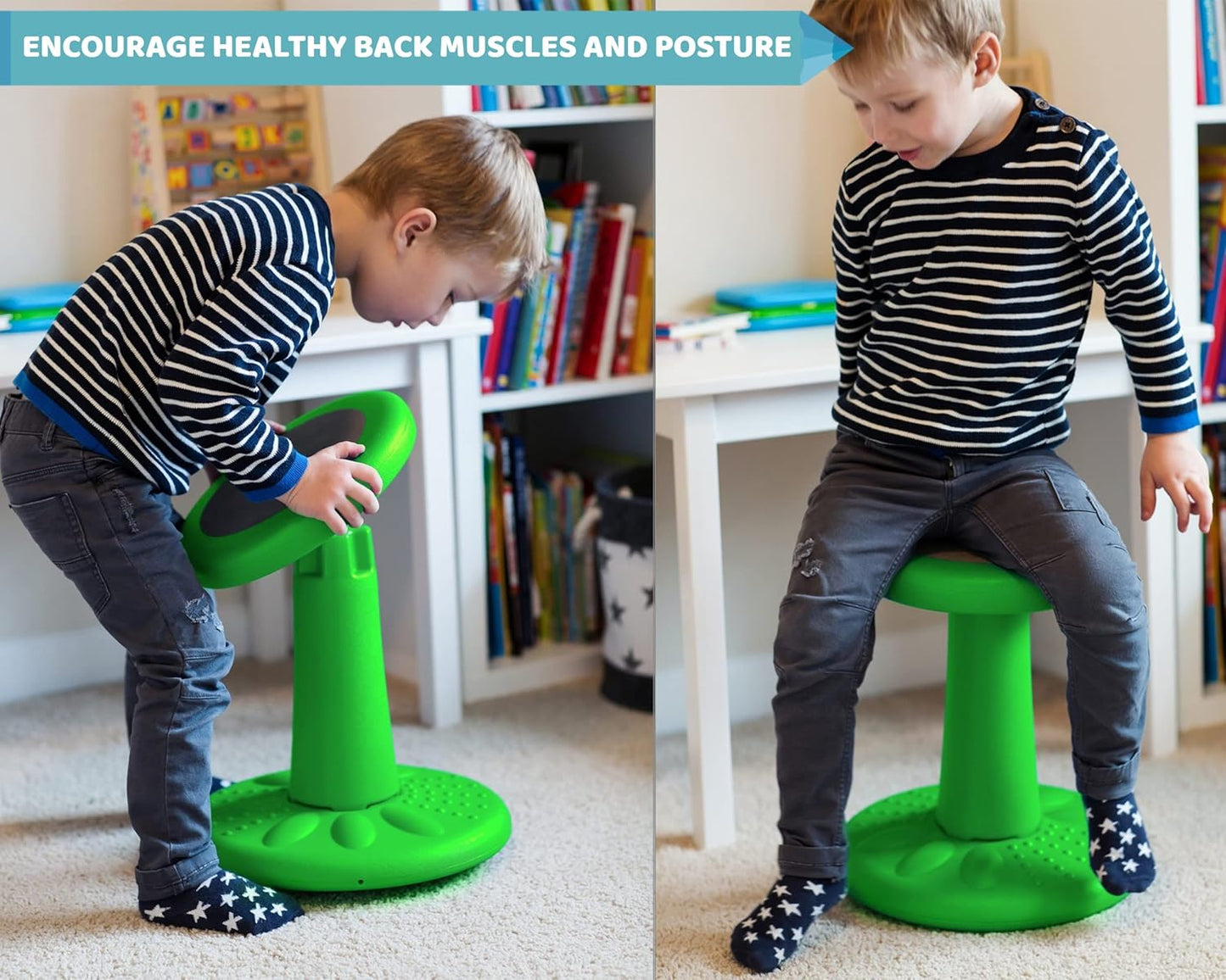 Active Chair 14" High Wobble Kids Chair for Toddlers, Pre-Schoolers, Age 3-7y, K and Grades 1-2, Flexible Classroom Seating, ADD/ADHD, Posture