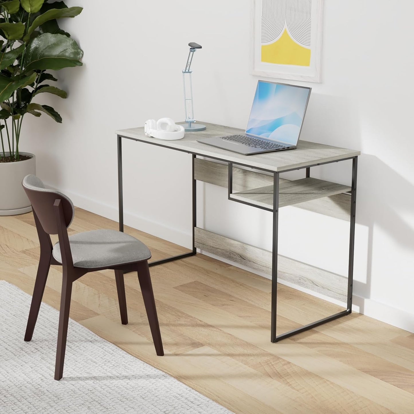 FURINNO Moretti Lifestyle Study Desk, 45 Inches, French Oak Grey