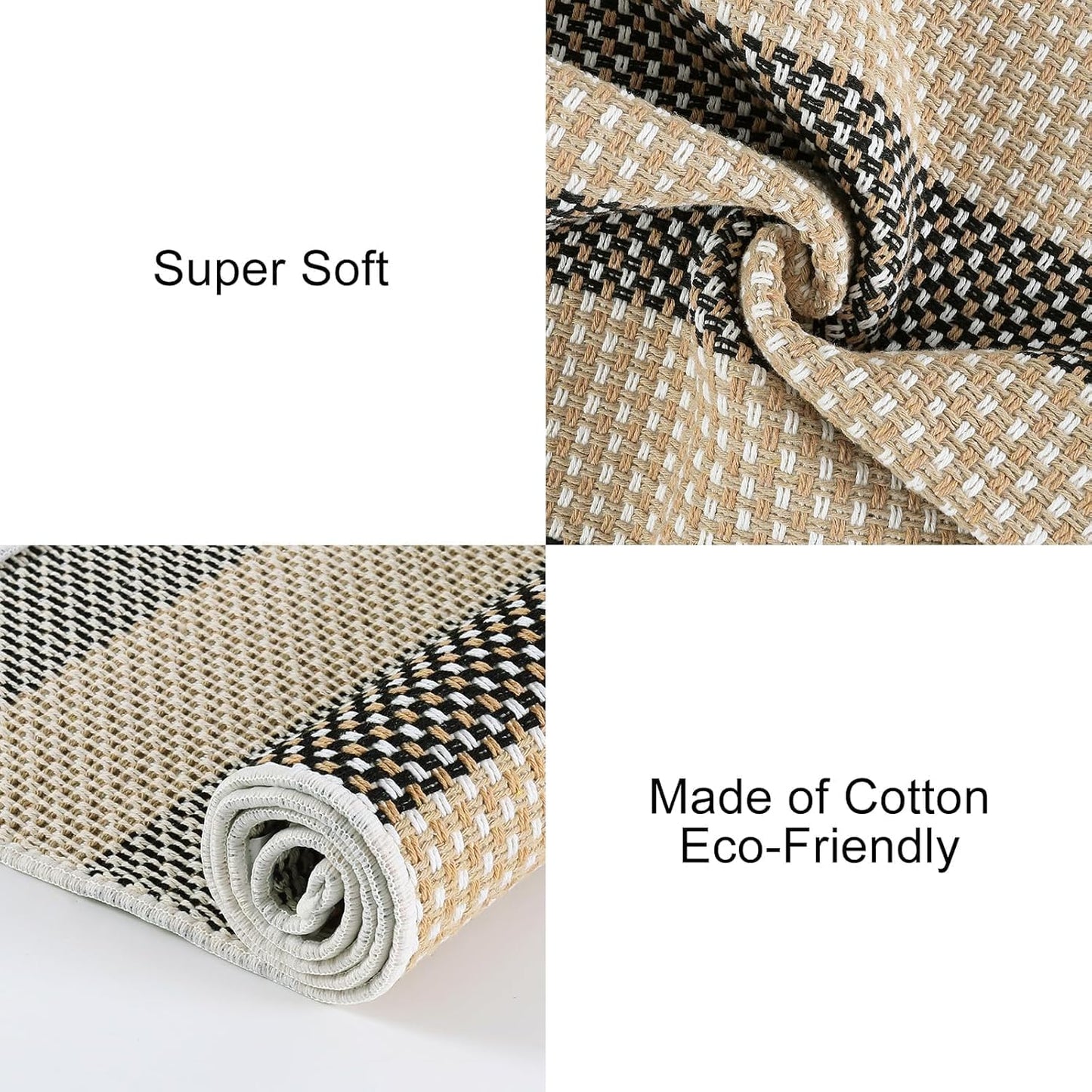 OJIA Washable Outdoor Rug 4'x6', Cotton Woven Outdoor Patio Rug Tan Front Porch Rug Outdoor Door Mat Entryway Rugs Indoor Area Rugs Floor Mat for Backyard/Entry/Kitchen/Bedroom/Living Room