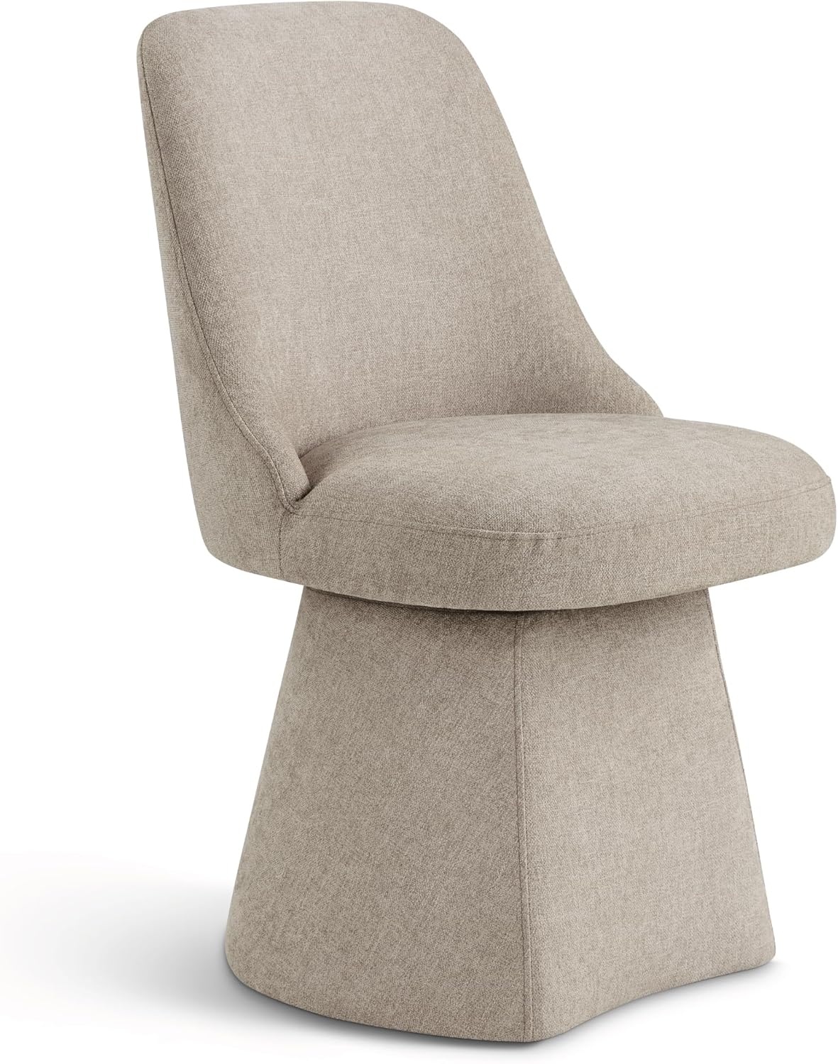 Swivel Dining Chair Mid Century Modern DeskChair High Back Upholstered Linen Fabric SideChair for Kitchen Diningroom Bedroom,Khaki,1 Box