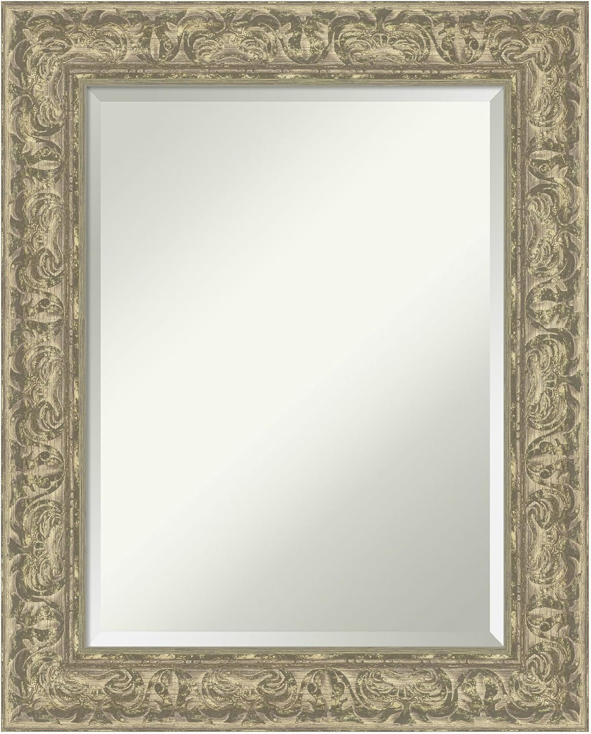 Amanti Art Silver Bathroom Mirror for Over Sink, 31x25 Luxe Antique Silver Rectangle Vanity Mirror, Medium Traditional Frame, Hangs Horizonally and Vertically, Bathroom Wall Decor, Beveled Edge