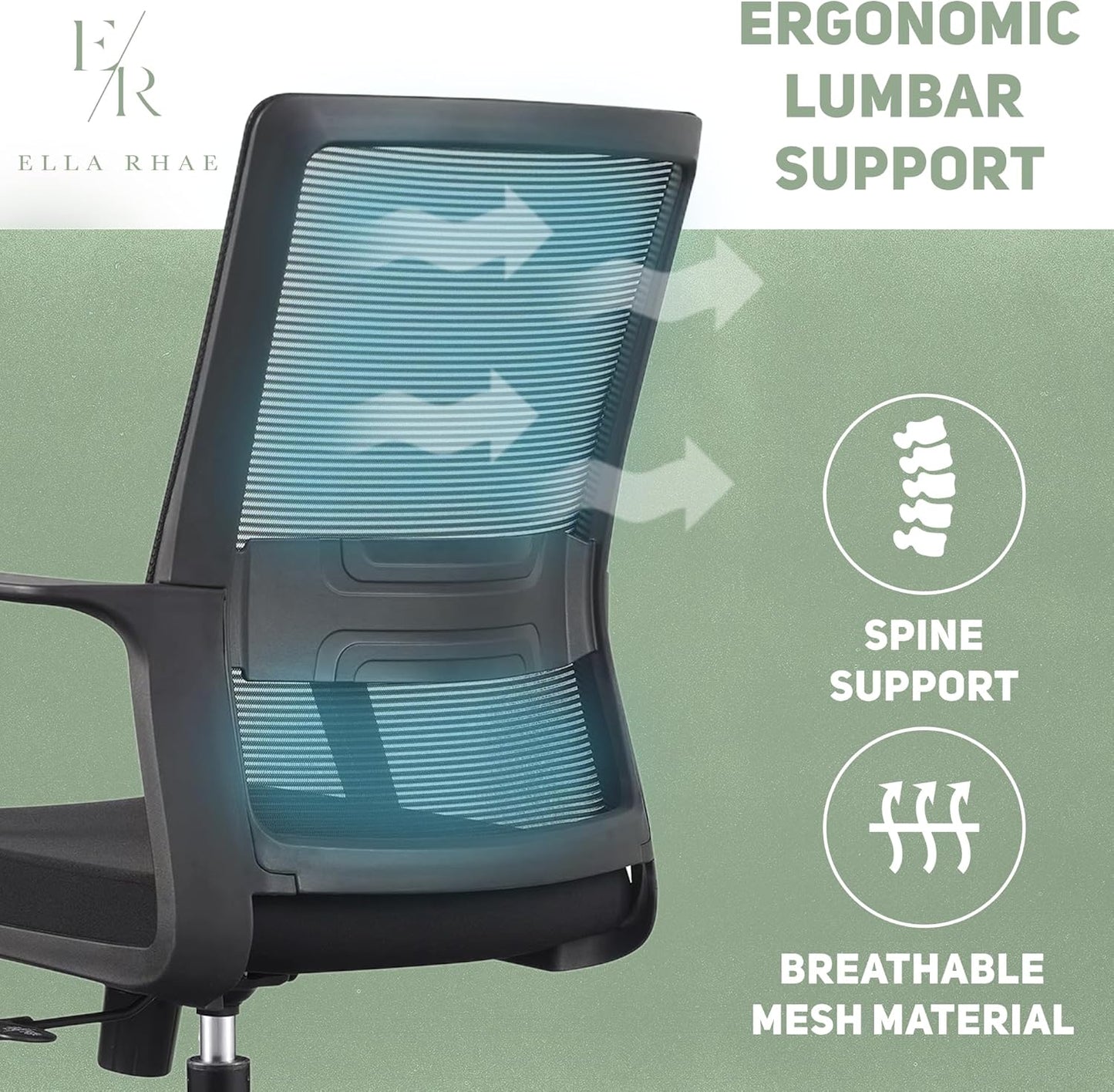 Black Mesh Office Chair - Ergonomic Computer Chair and Desk Chair for Home or Office