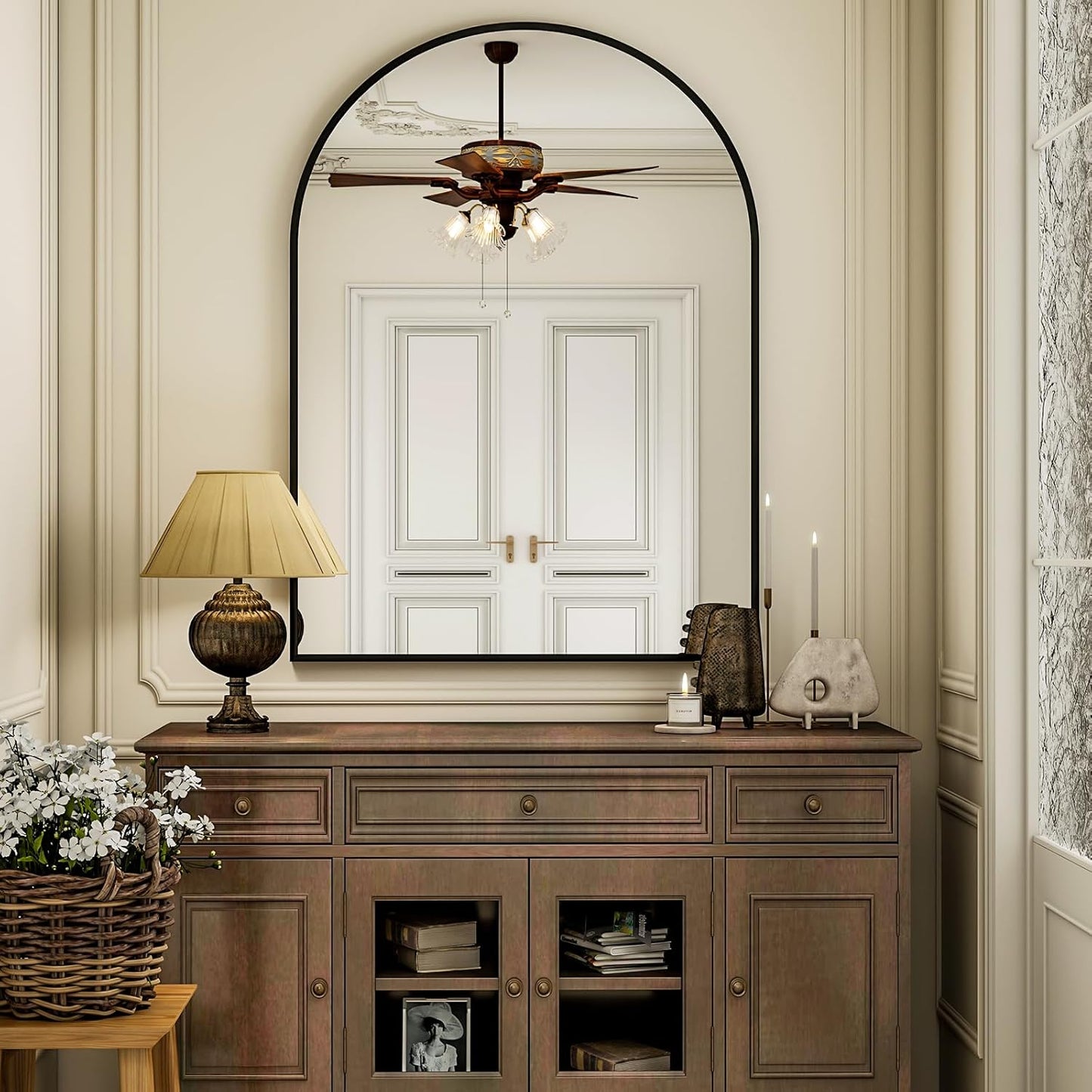 Arch Bathroom Mirror, 36x48 Inch - Wall Mounted Vanity Mirror with Aluminum Alloy Frame - Ideal for Living Room, Bedroom, Bathroom, and Entryway, Hanging or Leaning, Black