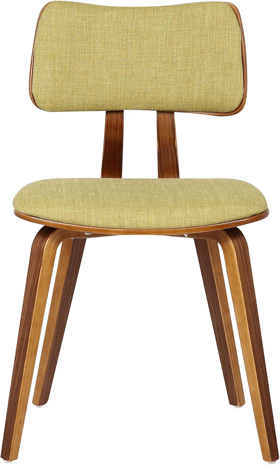 Armen Living Jaguar Mid-Century Dining Chair in Walnut Wood and Green Fabric - Set of 6