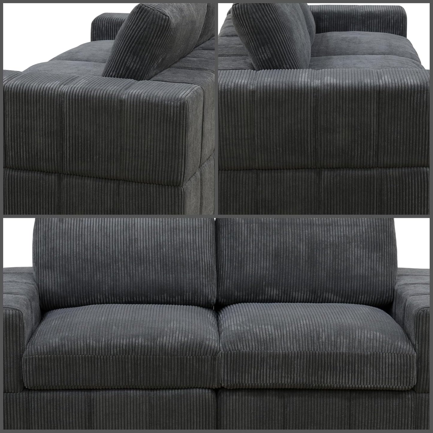 Sectional Couches for Living Room, Loveseat Sofa Comfy Cloud Couch with Deep Seats, Lounge Modern Living Room Furniture for Small Space, Dark Grey