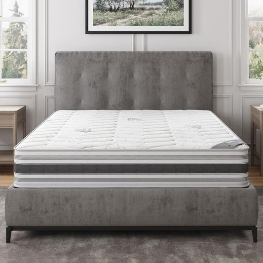 Ottomanson Full 12" Hybrid Mattress - Meditation Antistatic Quilted Cover - Made in USA - Firm Support - Individually Pocketed Coils & CertiPUR-US Foam - Fiberglass-Free - Bed in a Box