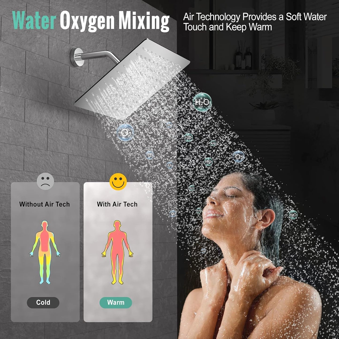 SR SUN RISE Shower System - Shower Faucet Set with 8 Inch Rain Shower Head and Handheld Shower - High Pressure Rain Shower System - All Metal Shower Faucet Trim Repair Kits - Polished Chrome