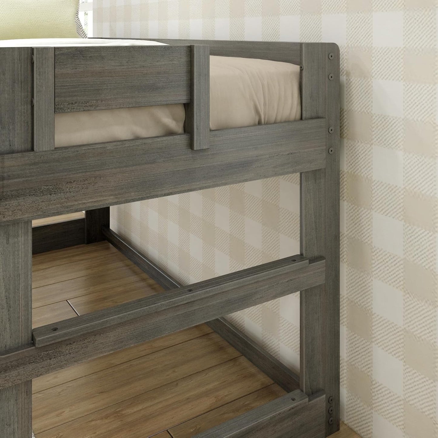 Max & Lily Modern Farmhouse Low Loft Bed, Twin Bed Frame For Kids, Driftwood