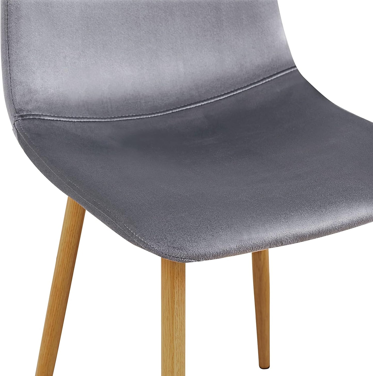 FurnitureR Dining Chairs Set of 4, Velvet Dining Room Seating, Upholstered Armless Kitchen Chairs, Side Chair Mid-Back with Metal Legs for Living Room Bedroom Home Office, Grey
