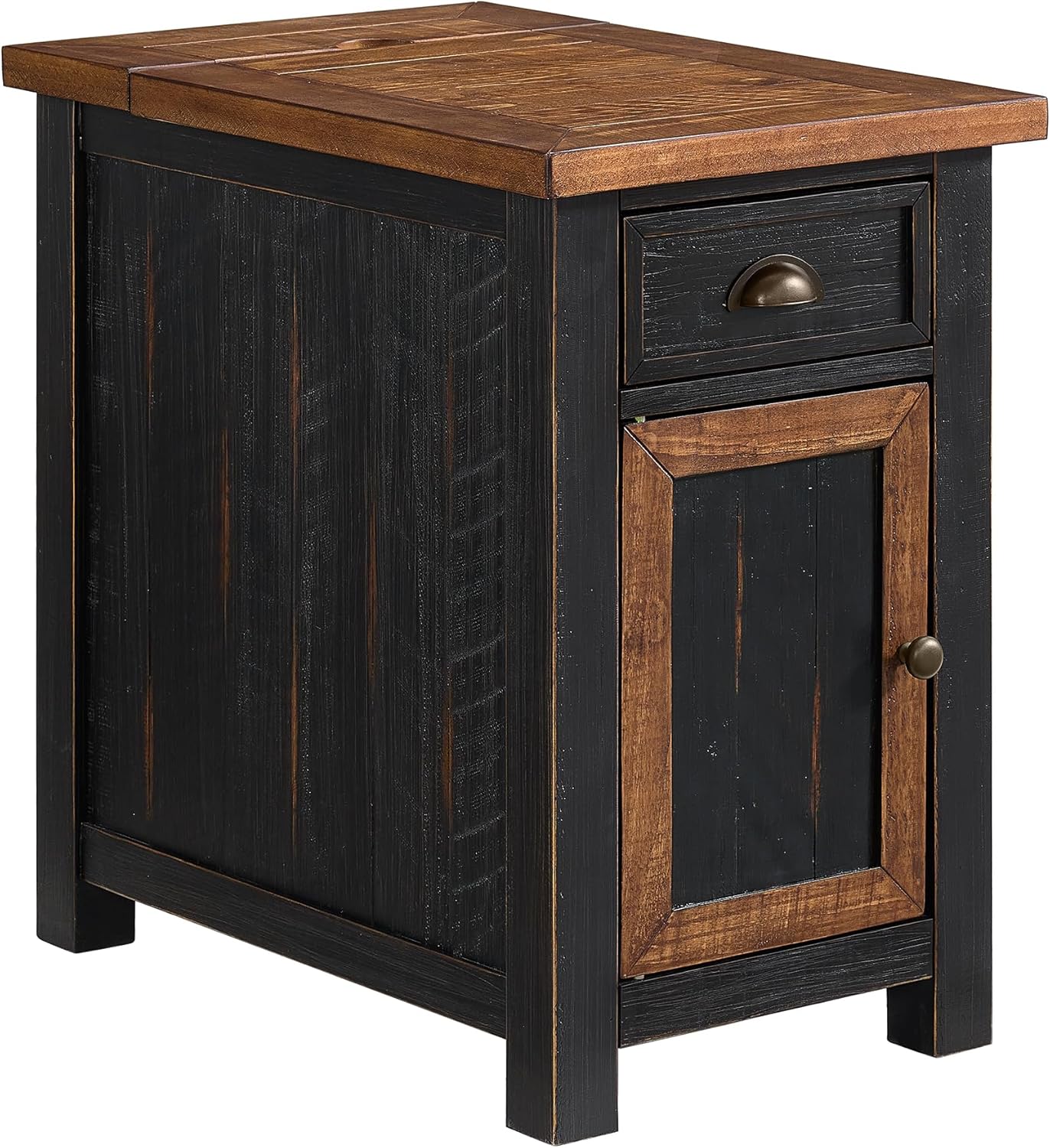 Martin Svensson Home Solid Wood Black and Honey Monterey Chairside End Table with Power and Storage
