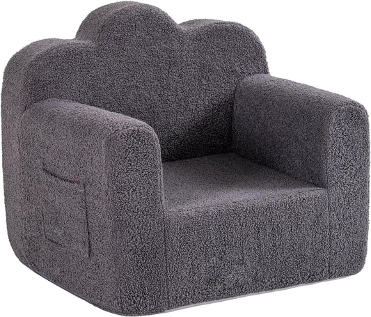 Tiita Kids Couch Plush Toddler Chair, Cloud-Like Glow in The Dark Kids Sofa Toddler Reading Chair with Washable Cover Carrying Handle, Convertible Children Sofa Chair for Girls and Boys