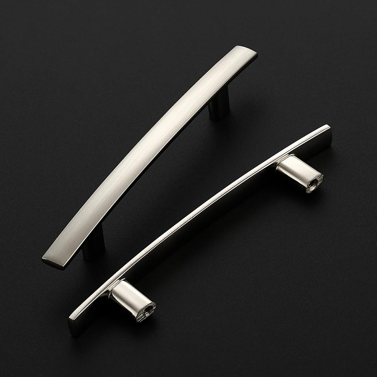 15 Pack Cabinet Handles 3.75" Hole Center - Curved Cabinet Pulls Brushed Nickel Drawer Pulls for Kitchen Cupboard Solid Hardware for Dresser Drawer Arch Hardware