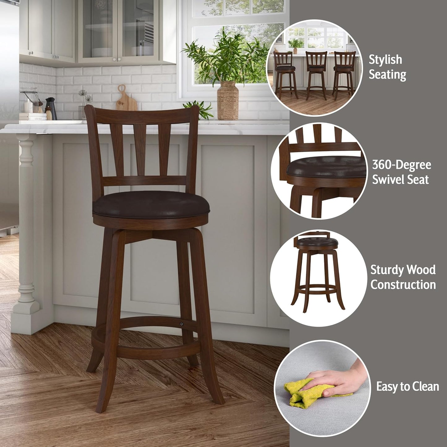 Hillsdale Presque Isle Swivel Stool, Counter Height, Cherry