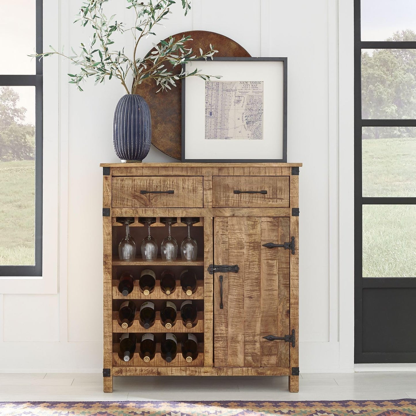 Liberty Furniture Emerson Wine Accent Cabinet in Weathered Honey