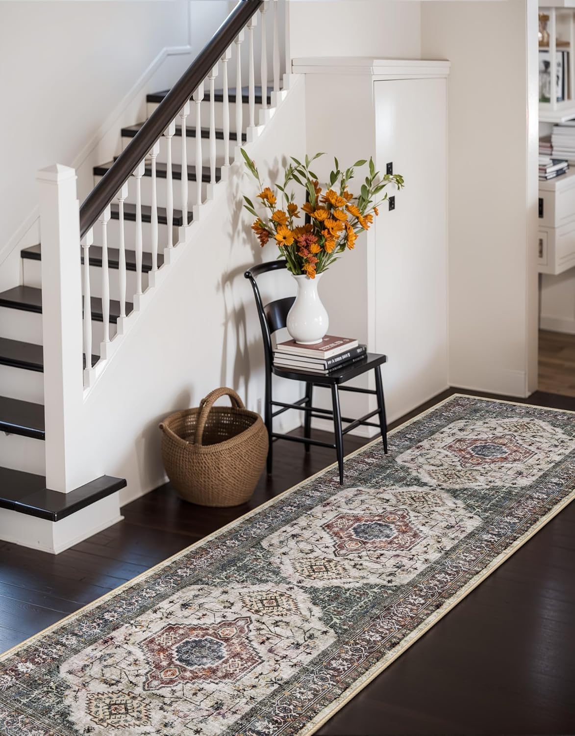 Lahome Oriental Washable Hallway Runner Rug, 2x6 Runners for Hallways Non Slip Ultra-Thin, Vintage Soft Long Carpet for Kitchen Bathroom Bedroom Laundry Room,Brown/Grey