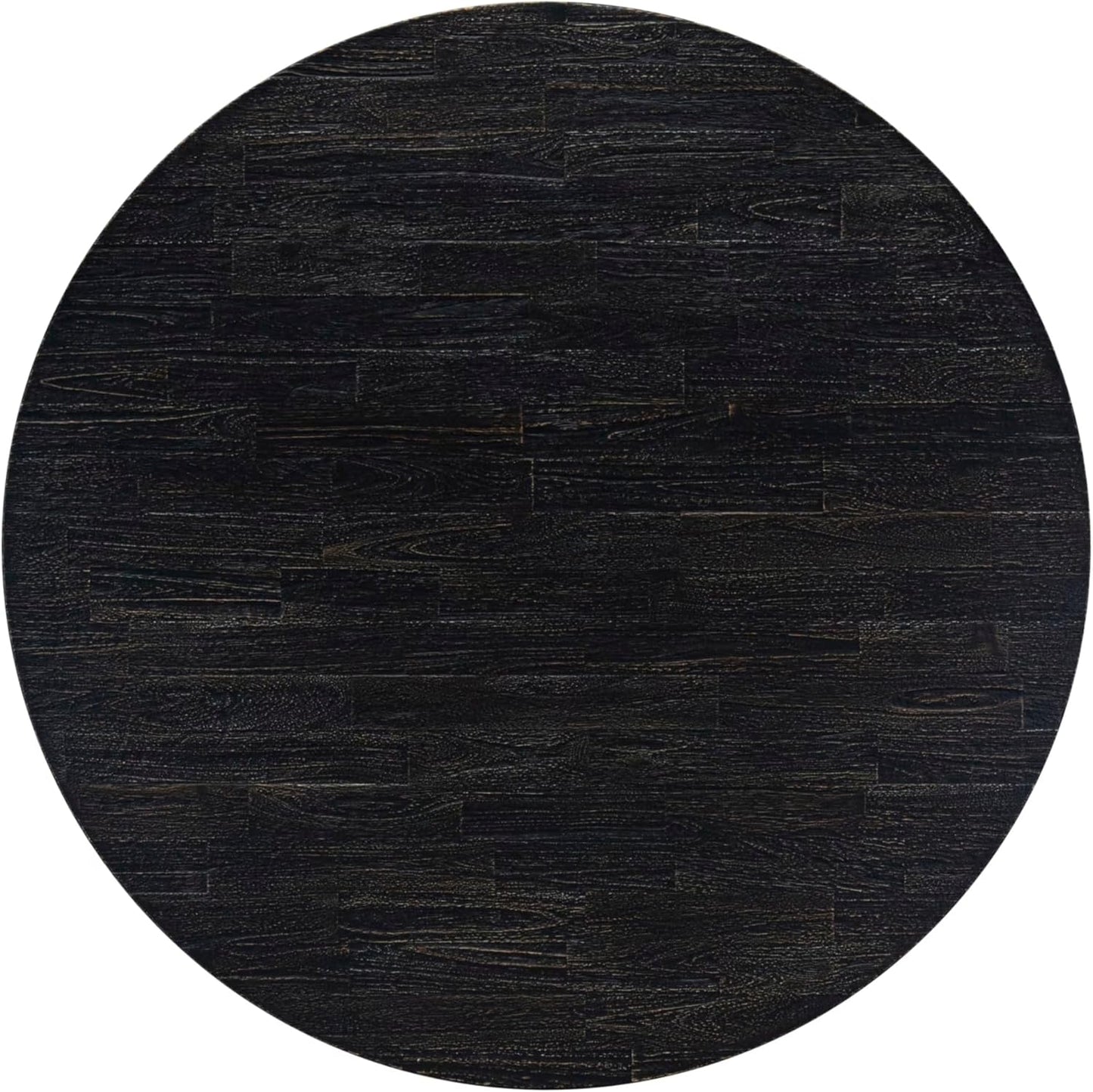 F58-11-TP - Kitchen Table with Acacia Wood Round Tabletop, Sand Blasted Black Finish