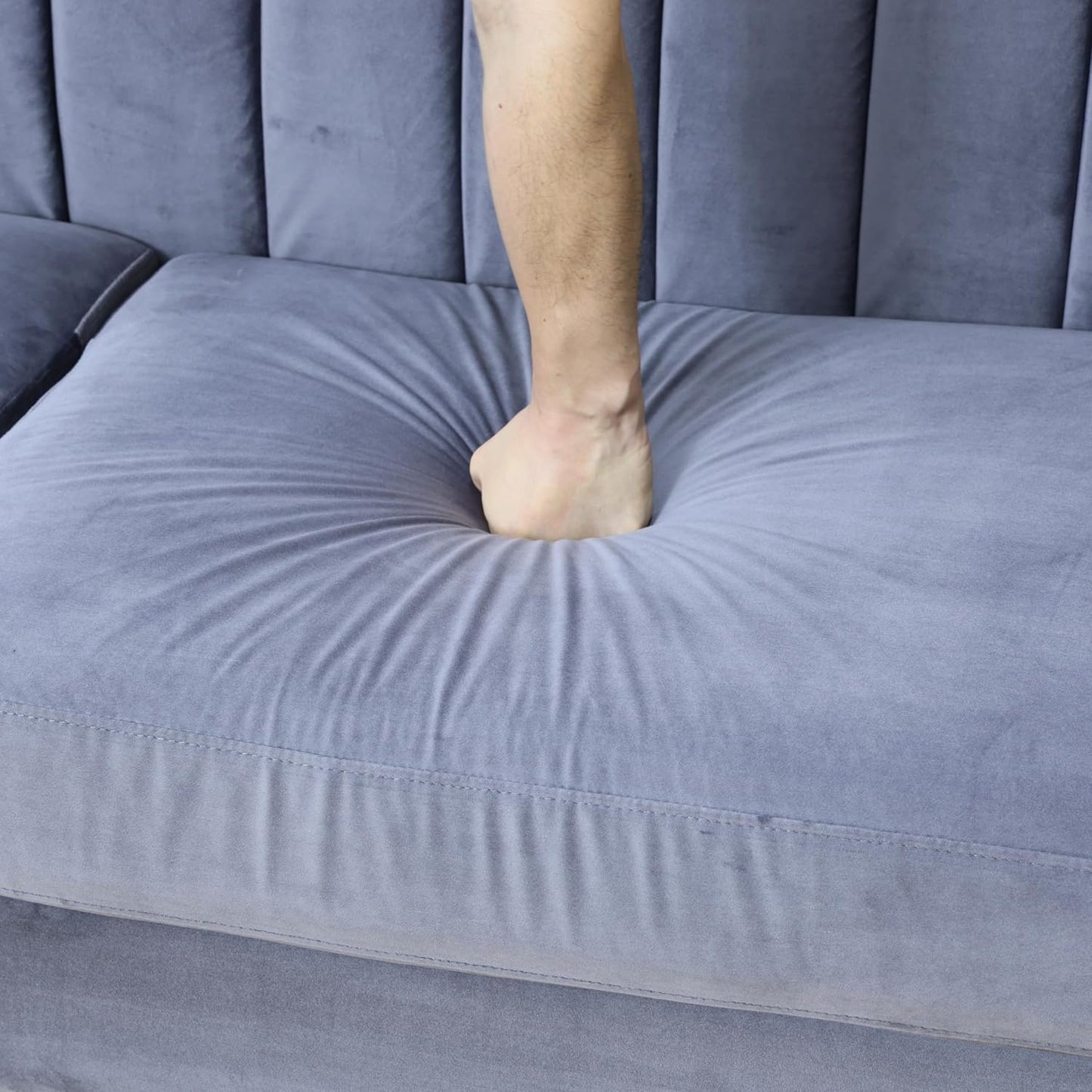 Accent Chair, Single Couch Chair with Style Button Tufted, Scroll Arms and Nailhead for Living Room, Office, Apartment, Grey