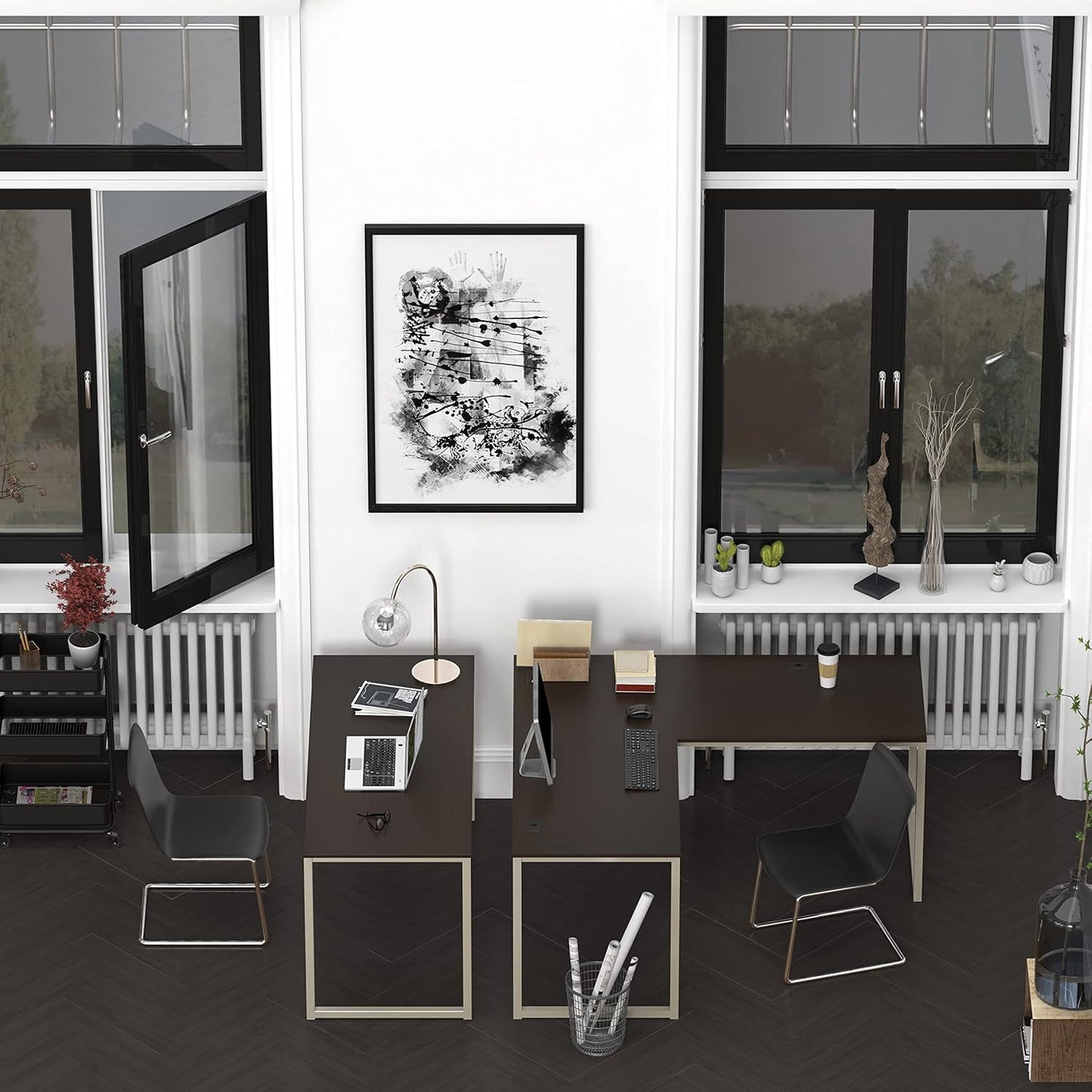 SHW Mission 55-Inch Home Office Computer Desk, Espresso