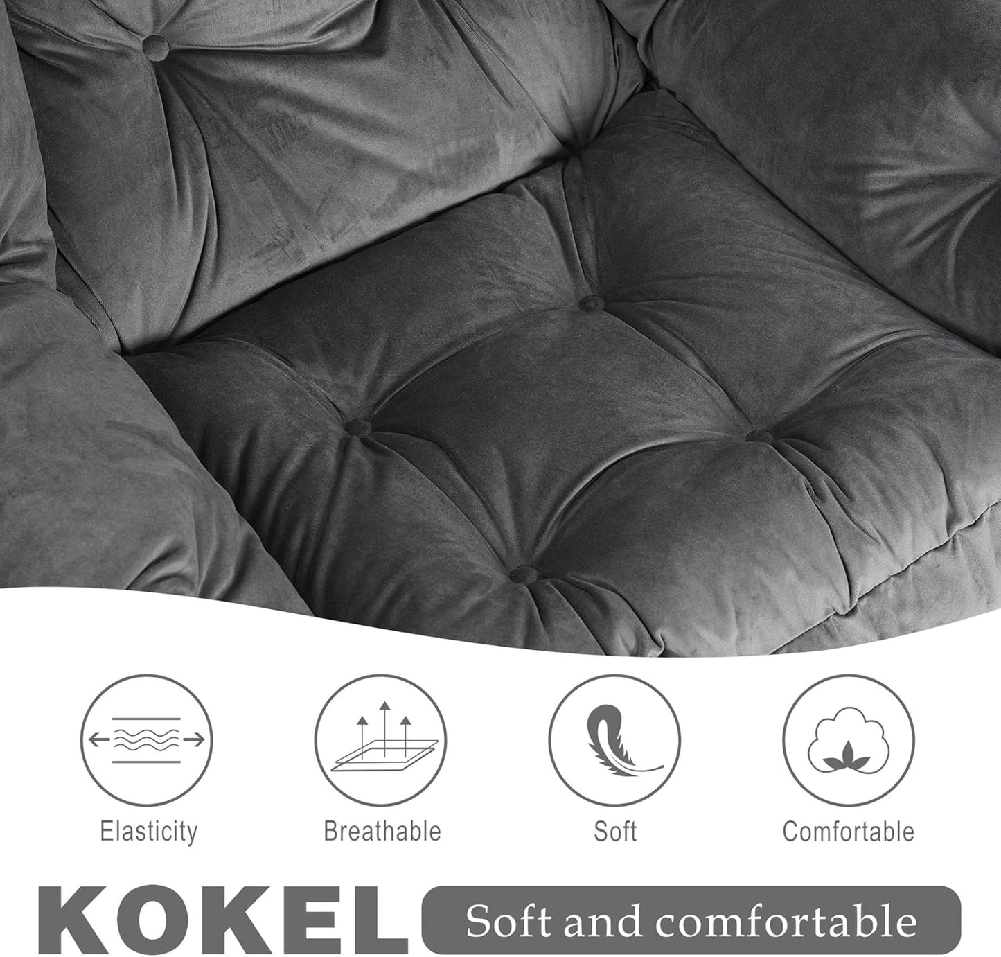 Lazy Chair with Folding Ottoman, Living Room Accent Contemporary Lounge Chair, Single Steel Frame Leisure Sofa with Armrests and Side Pocket (Dark Gray)