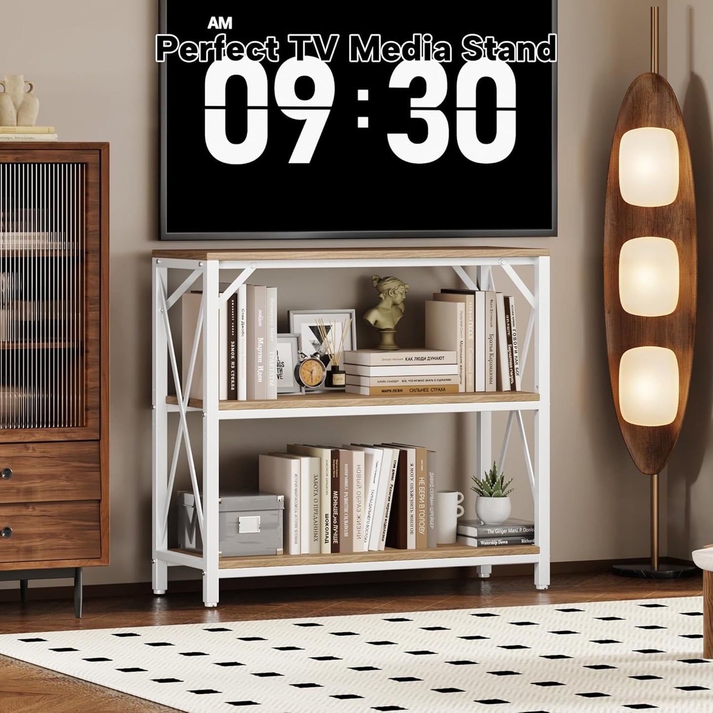 Homeiju Console Table 31.5" Width, 3-Tier Entryway Table with Storage, Industrial Sofa Table with Open Shelves, Foyer Tables for Entryway, Hallway, Kitchen, Living Room and Bedroom, Light Coffee