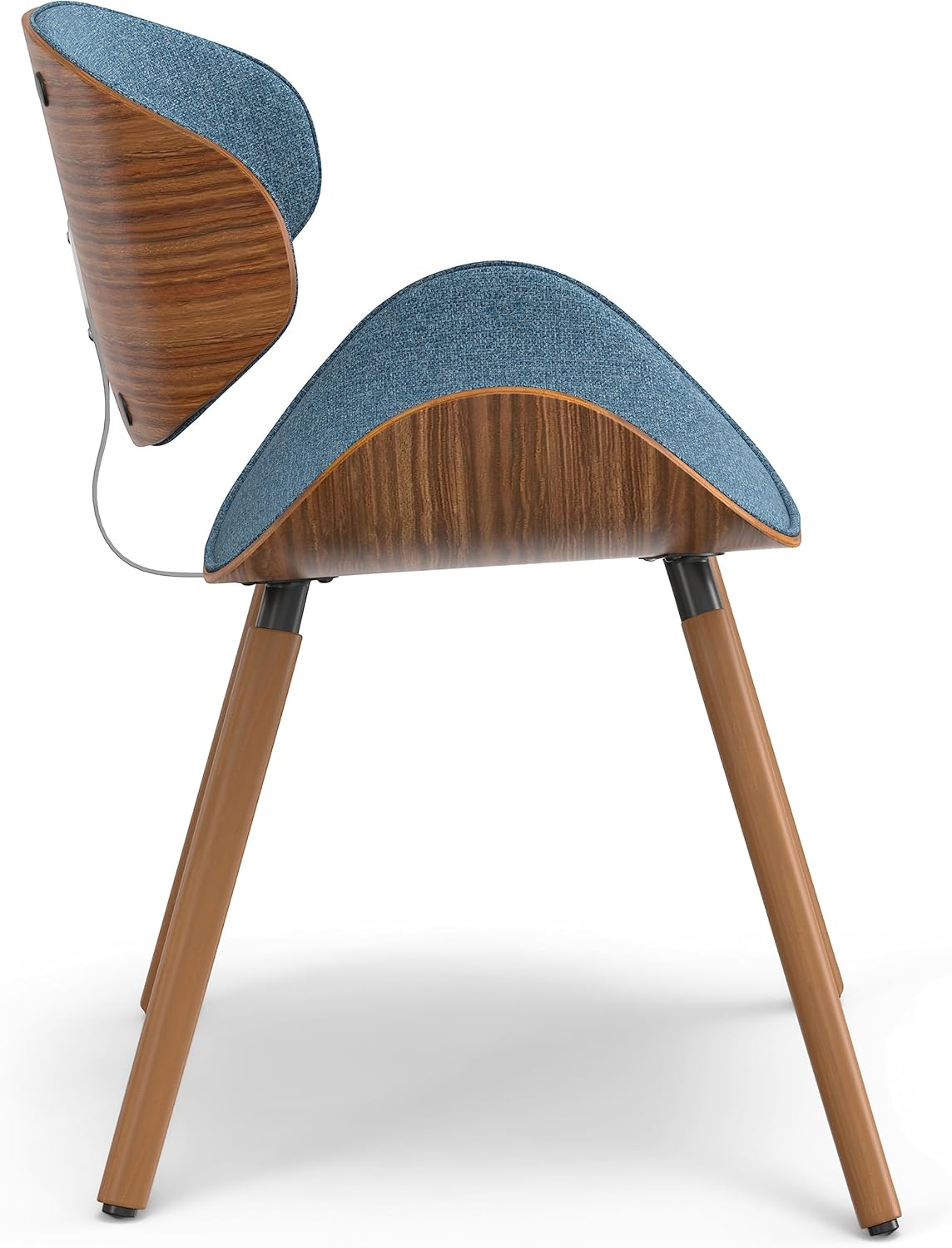 SIMPLIHOME Marana Dining Chairs - Upholstered Bentwood Back and Linen-Style Fabric Kitchen Chair in Denim Blue, Mid-Century Modern Ergonomic Dining Room Seating with Contoured Seat and Beech Wood Legs
