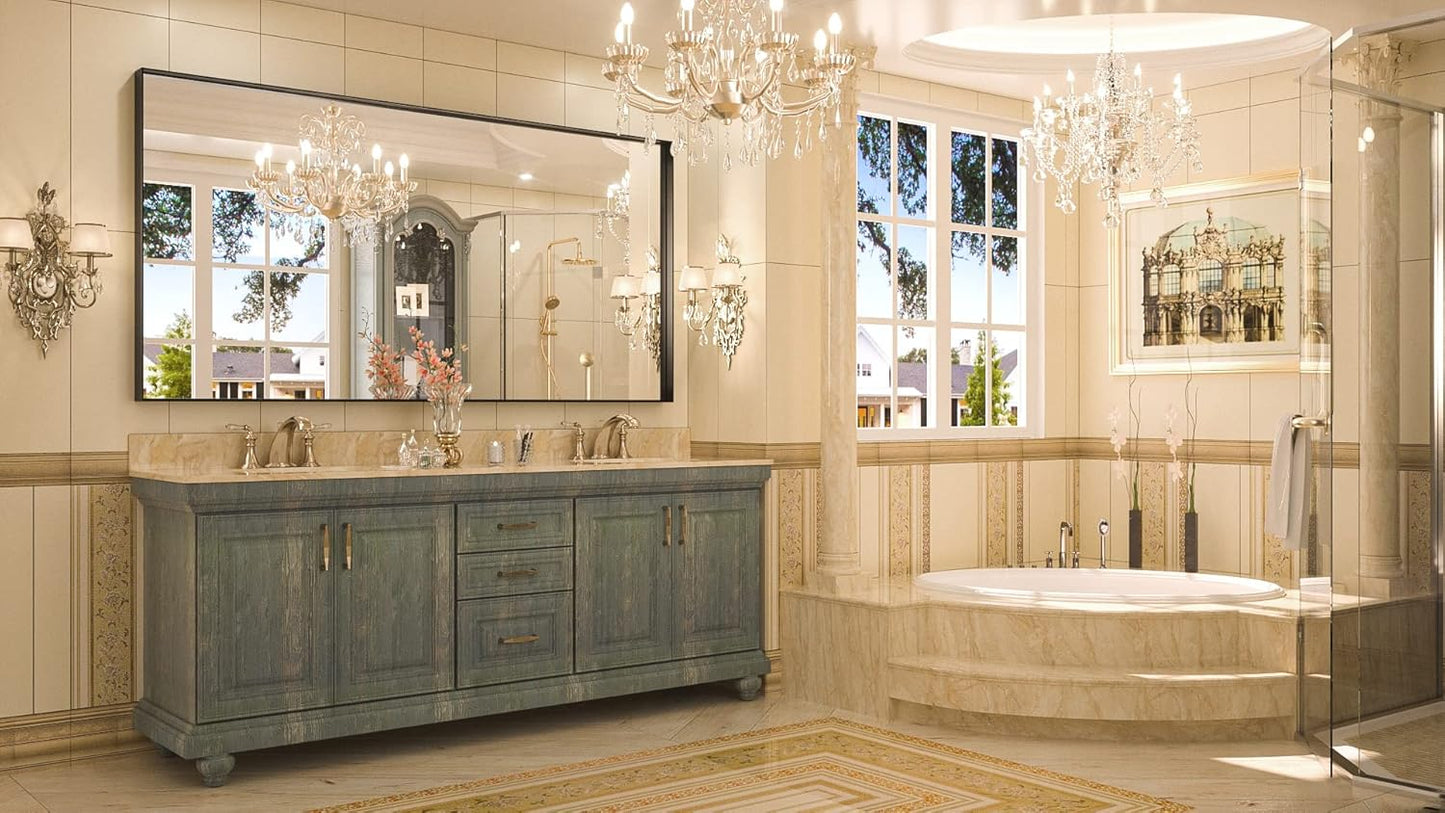 Keonjinn Black Mirror - 72 x 36 Inch, Matte Black Bathroom Mirror with Metal Frame, Suitable for Farmhouse and Modern Decor (Horizontal/Vertical)