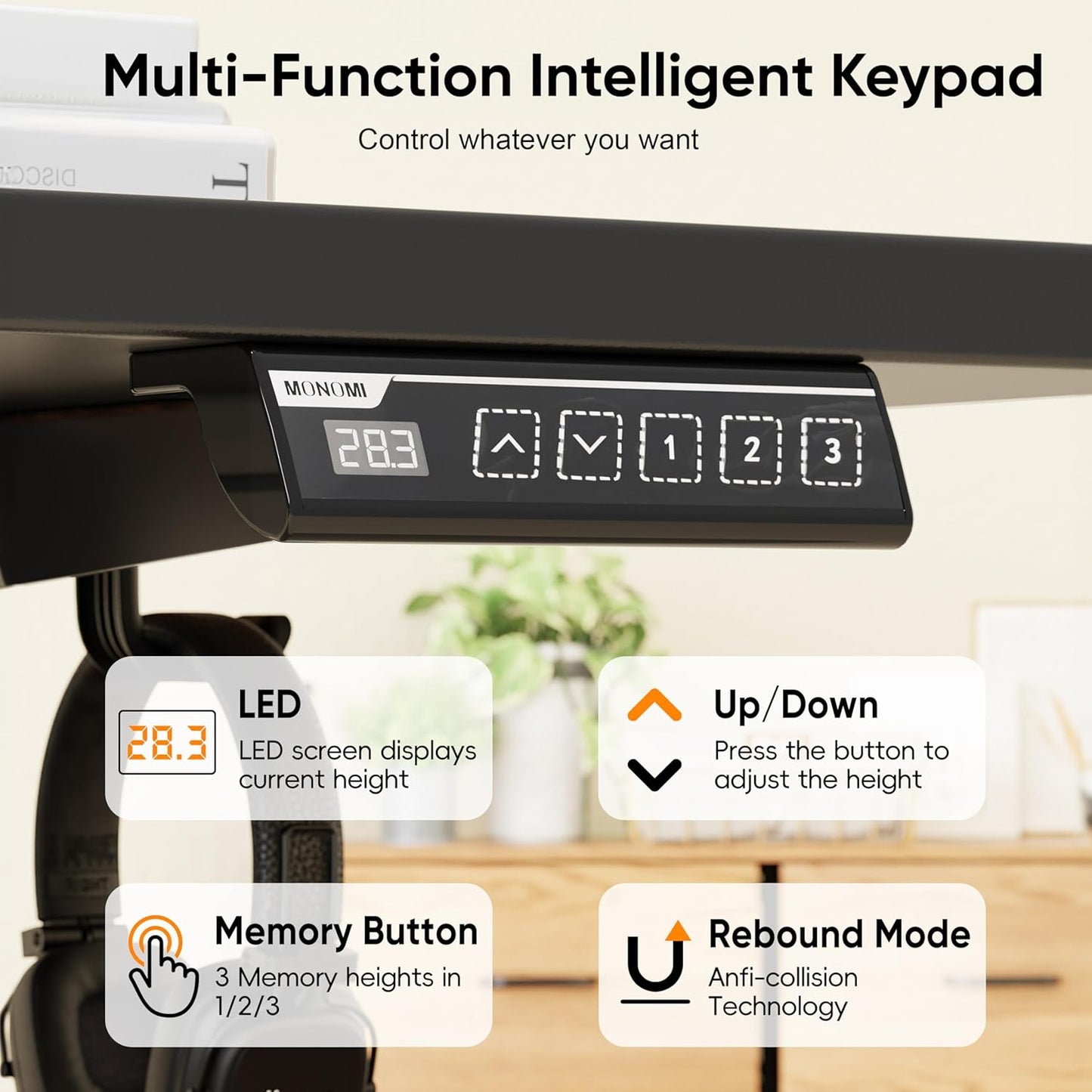 Monomi Electric Standing Desk, 79 x 31.5 inches Height Adjustable, Ergonomic Home Office Sit Stand Up Desk with Memory Preset Controller (Black Top/Black Frame)
