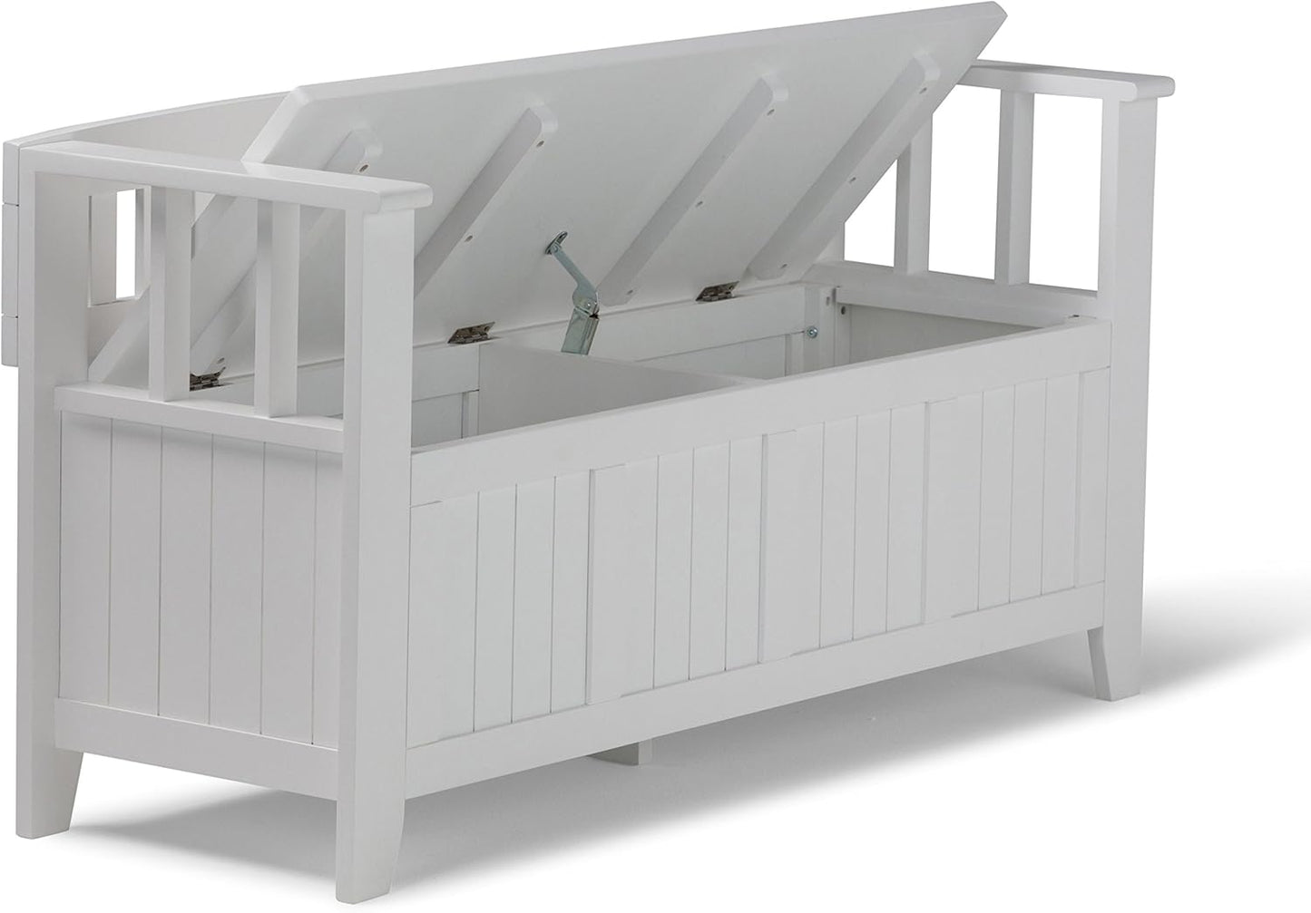SIMPLIHOME Acadian Entryway Storage Bench - 48 inch Wide Solid Wood Hallway Seat in White, Transitional Bench for Entryway or Living Room with Lift-Up Lid and Spacious Storage
