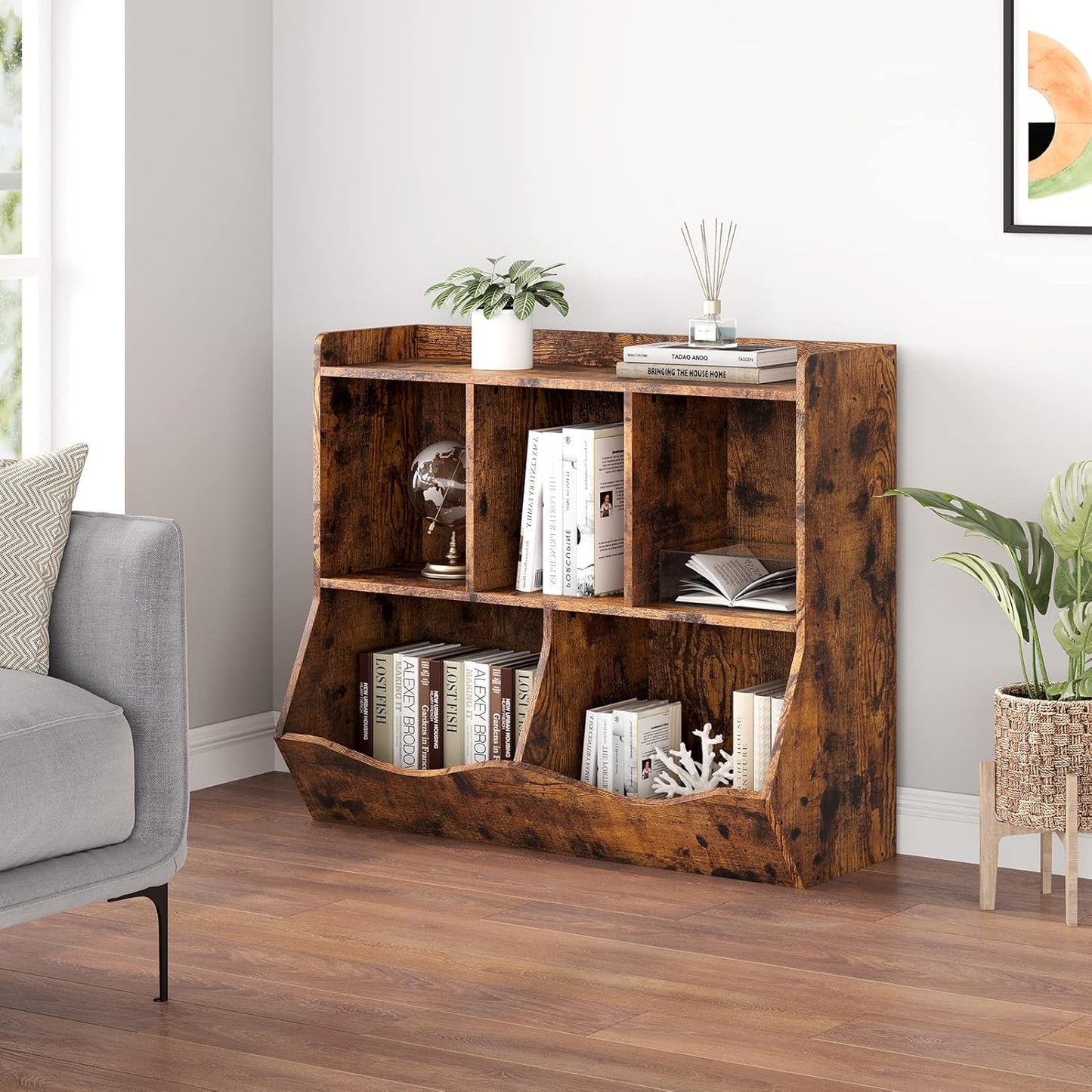 IDEALHOUSE Toy Bookshelf and Bookcase, Multi Shelf with Cubby Organizer Cabinet for Storage Books and Toys, for Bedroom, Playroom, Hallway