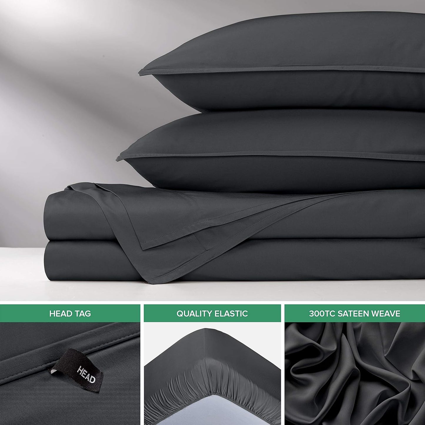 Short Queen Sheets by Pure Bamboo for RV Camper (60"x75") - Genuine 100% Organic Viscose Derived from Bamboo Bed Sheet Set, Soft & Cooling, Lifetime Quality Promise (Short Queen, Charcoal)