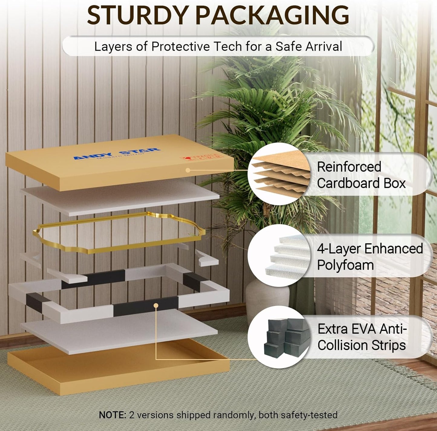 ANDY STAR Bathroom Vanity Mirror, 24x36 Irregular Wall Mirror, Gold Antique Mirror for Bathroom, Asymmetrical Mirror in Anti-Rust Stainless Steel Metal Frame, Wall Mount Horizontal or Vertical