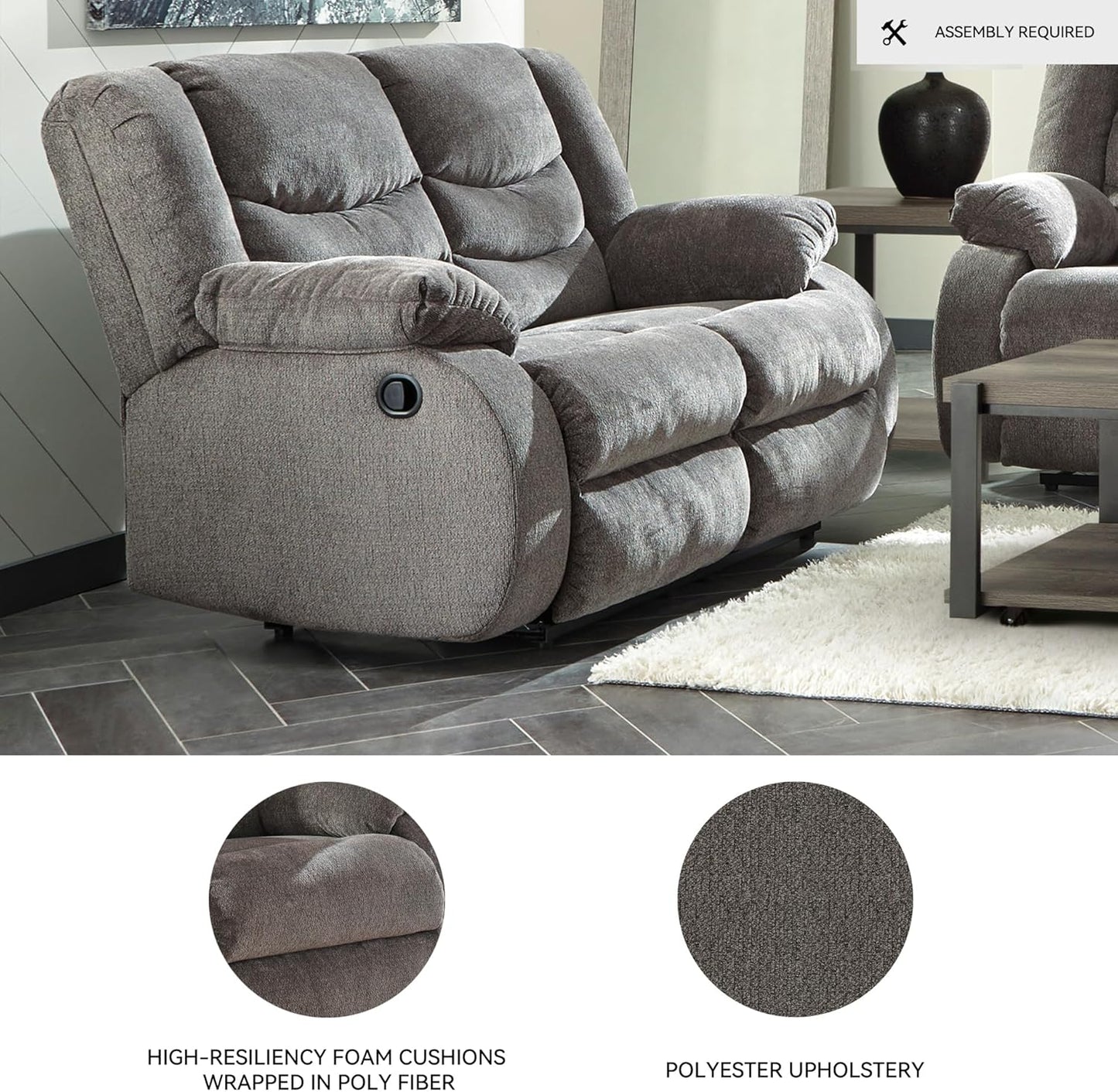 Signature Design by Ashley Loveseat Reclining, Dark Gray