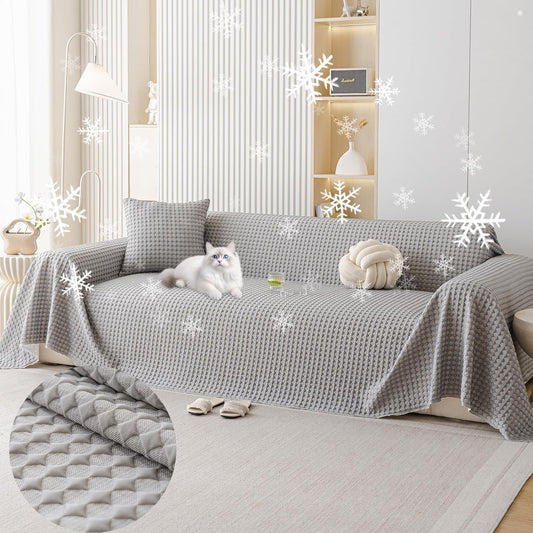 HANDONTIME Cooling Dog Couch Cover Ice Silk Washable & Breathable Pet Sofa Protector, Durable Couch Covers for Sofa Pet Friendly Soft Dog Cooling Bed Cover Sofa Protector Covers (Grey, 71"x150")