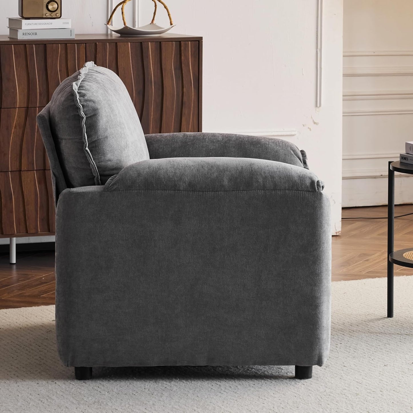 Ball & Cast 38" Oversized Chenille Lounge Chair,Reading Armchair with Thick Comfort Cushions,High Back Support & Wide Seat,Perfect Accent Chair for Modern Living Room,Bedroom,Grey